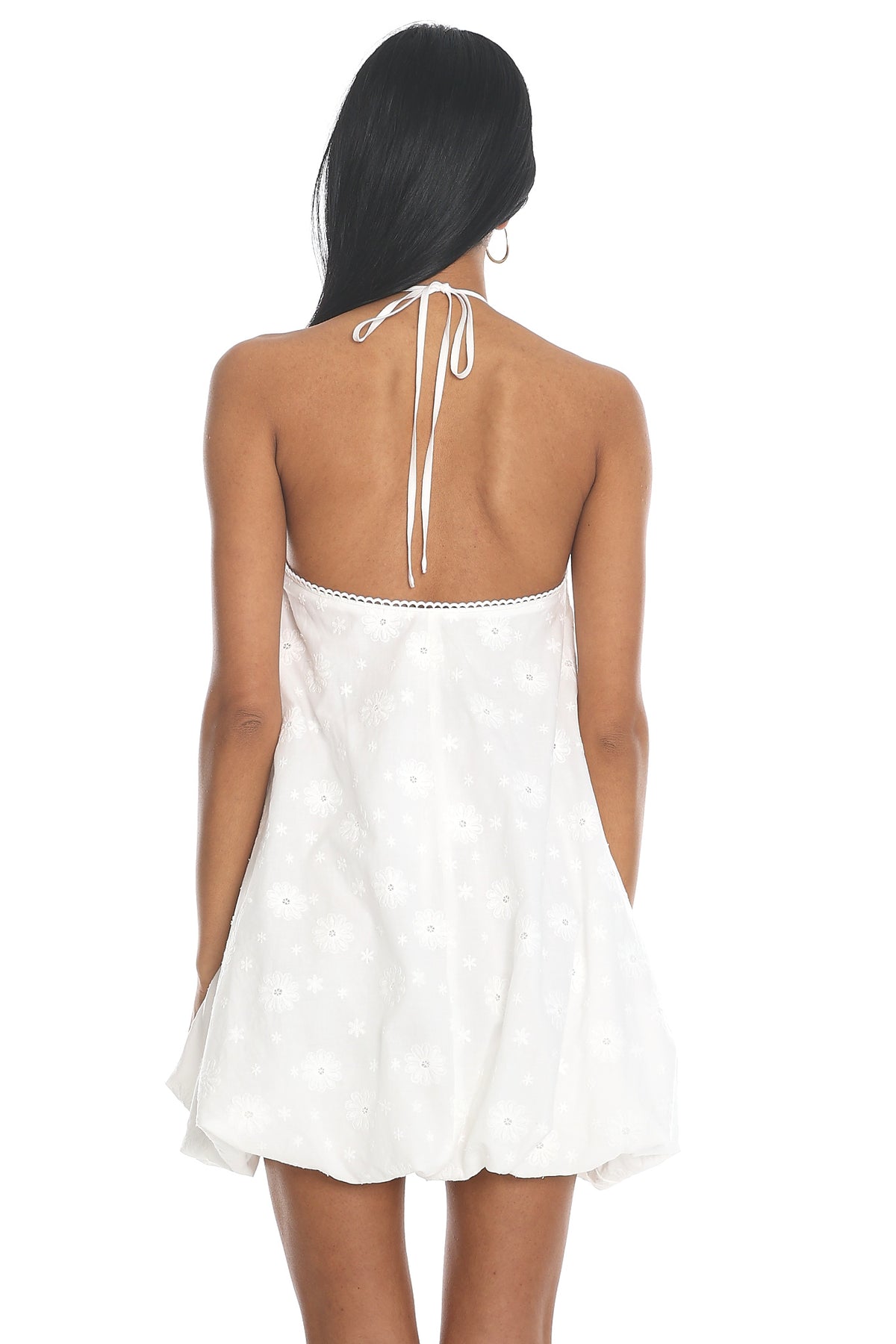 Sunshower Bubble Hem Halter Mini Dress White by Selfie Leslie