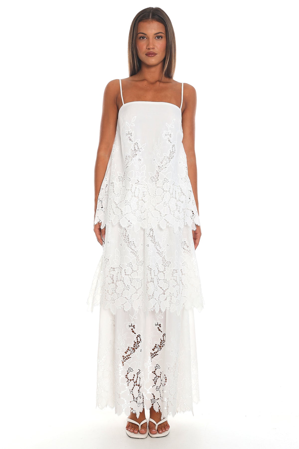 Amalfi Afternoon Tiered Maxi Dress White by Selfie Leslie