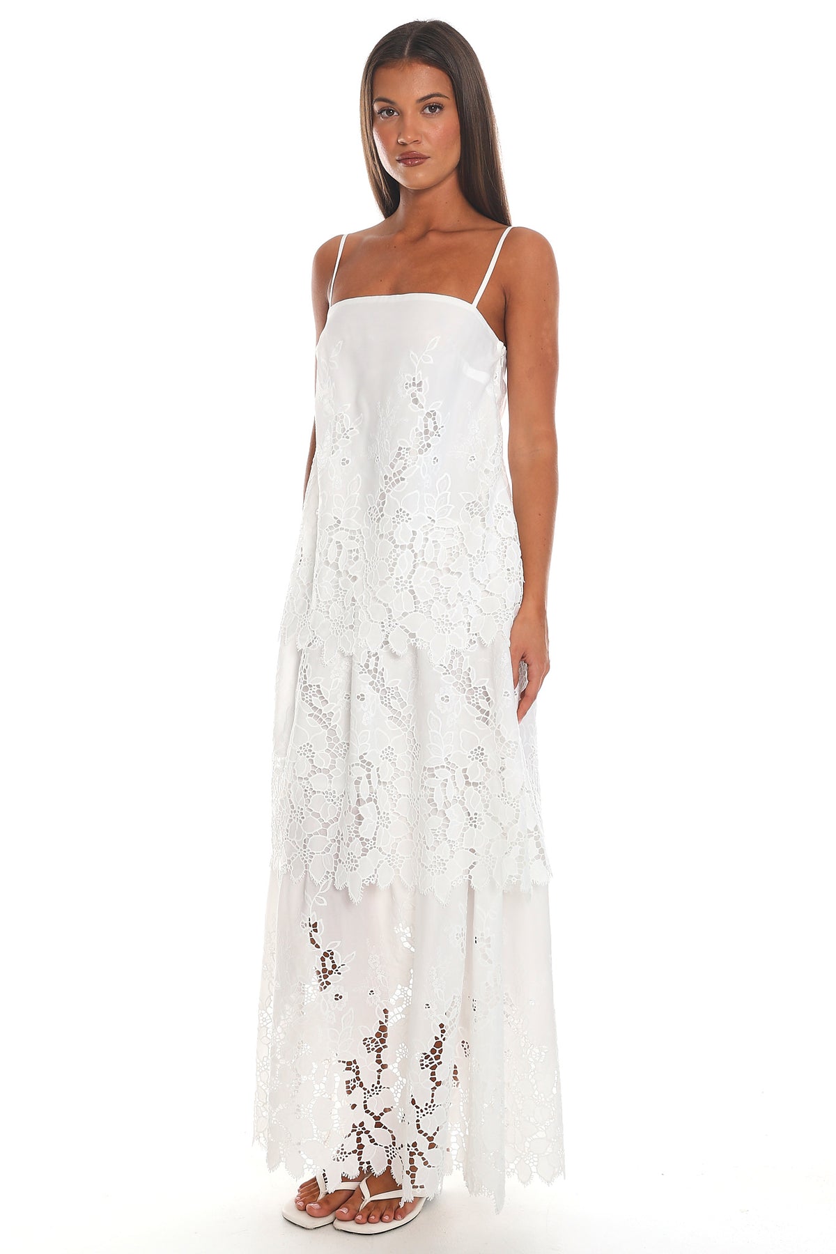 Amalfi Afternoon Tiered Maxi Dress White by Selfie Leslie