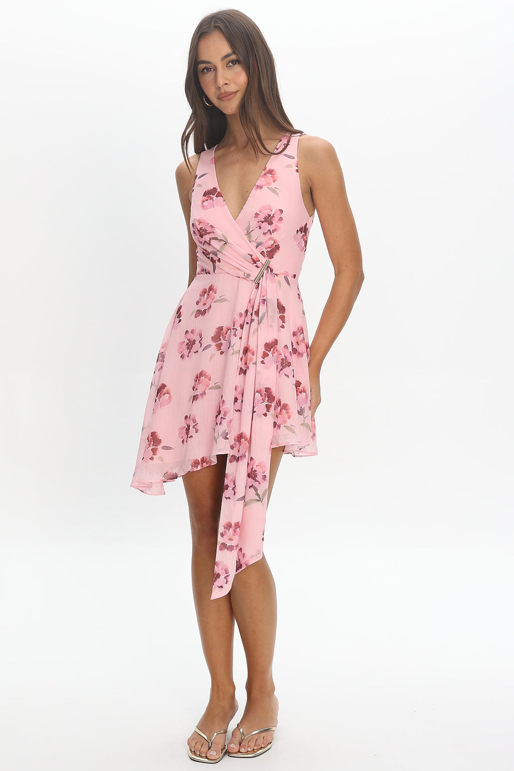 Riviera Nights Wrap Mini Dress Burgundy