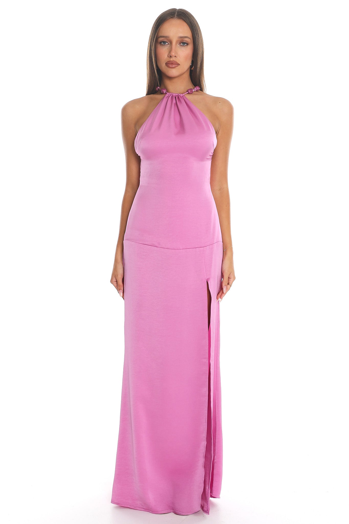 Shani Crisscross Tie-Back Slit Maxi Dress Mauve