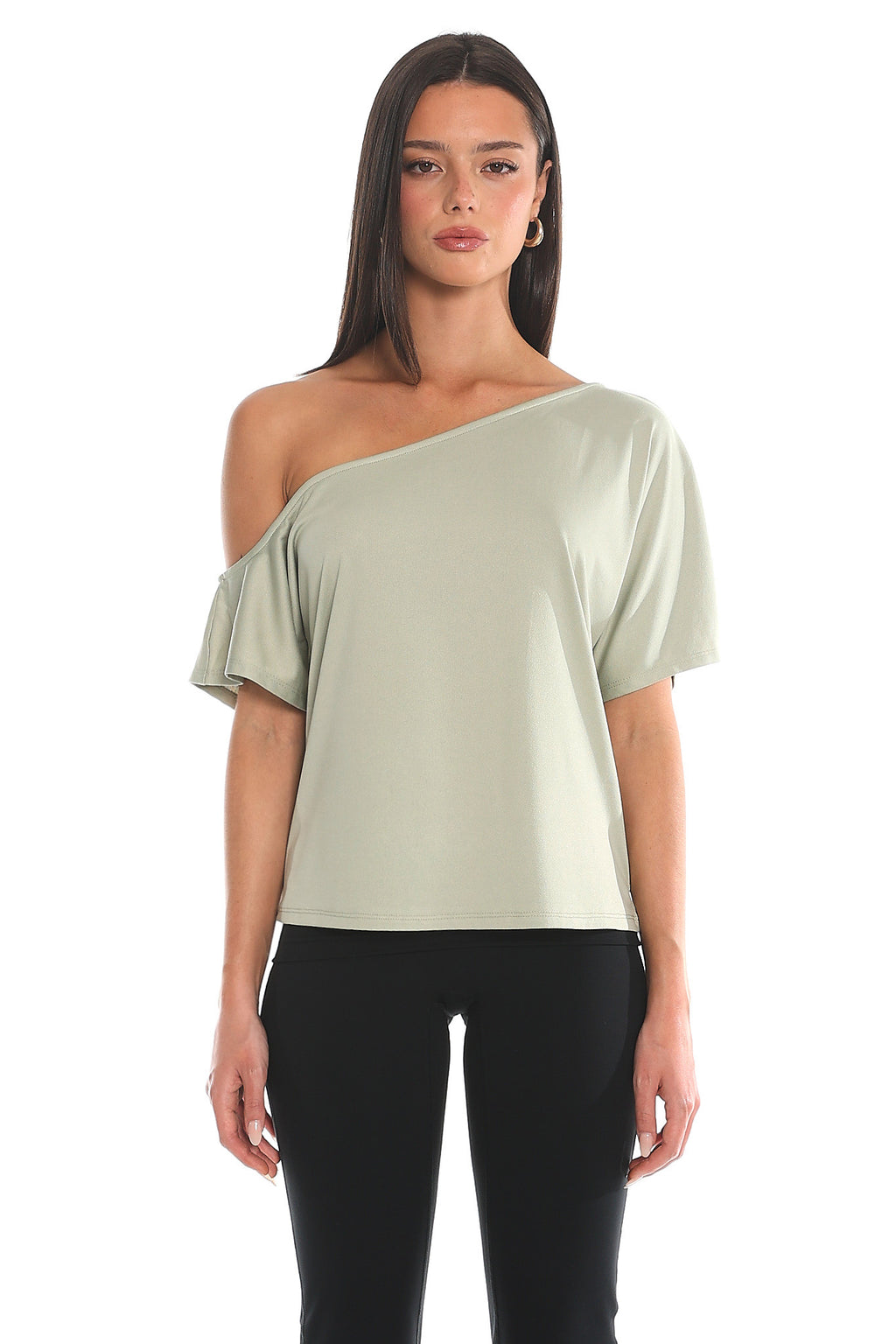 Devoe Asymmetric One-Shoulder Top Sage