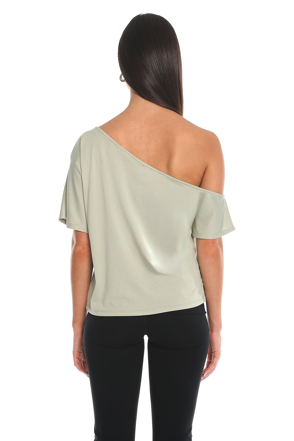 Devoe Asymmetric One-Shoulder Top Sage
