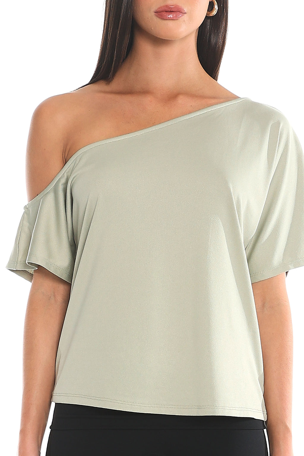 Devoe Asymmetric One-Shoulder Top Sage