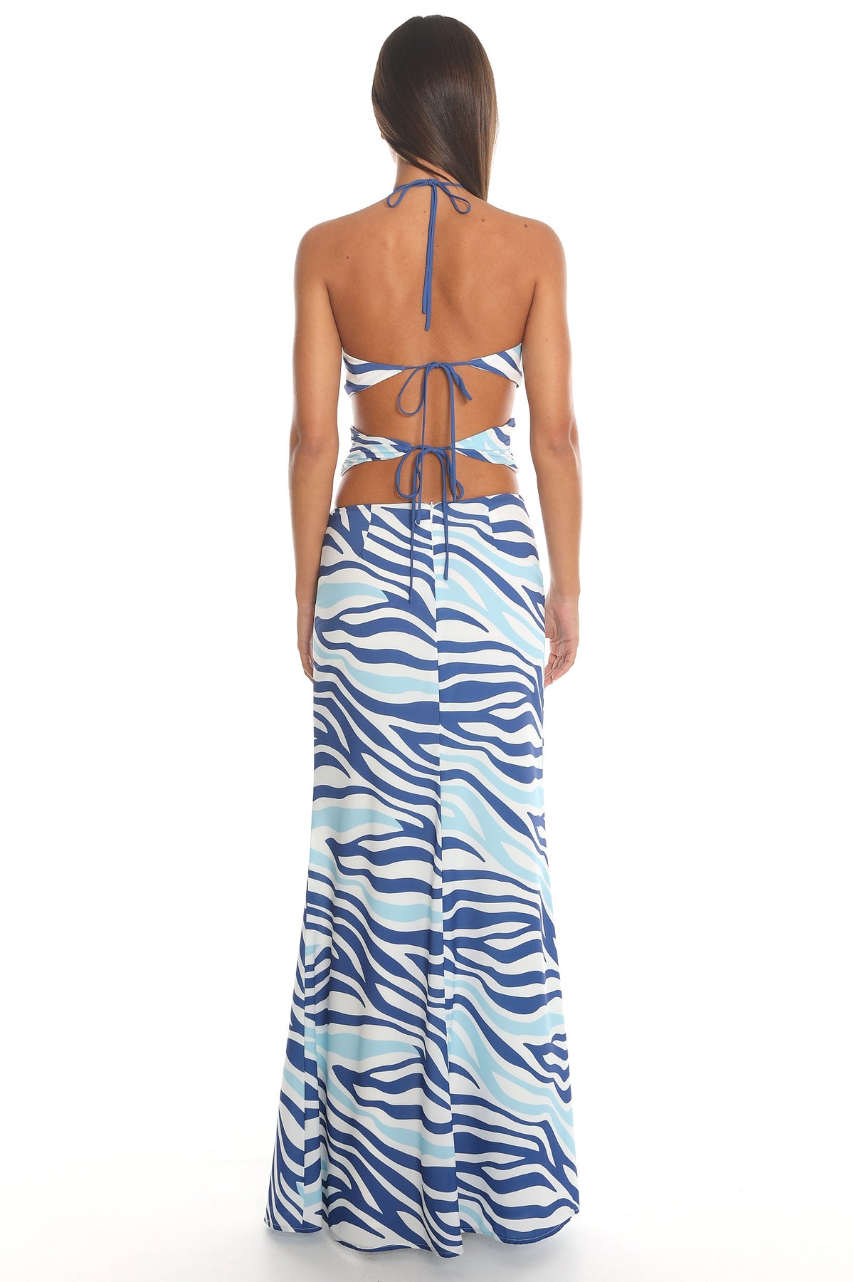 Tullia Cut Out Halter Maxi Dress Blue
