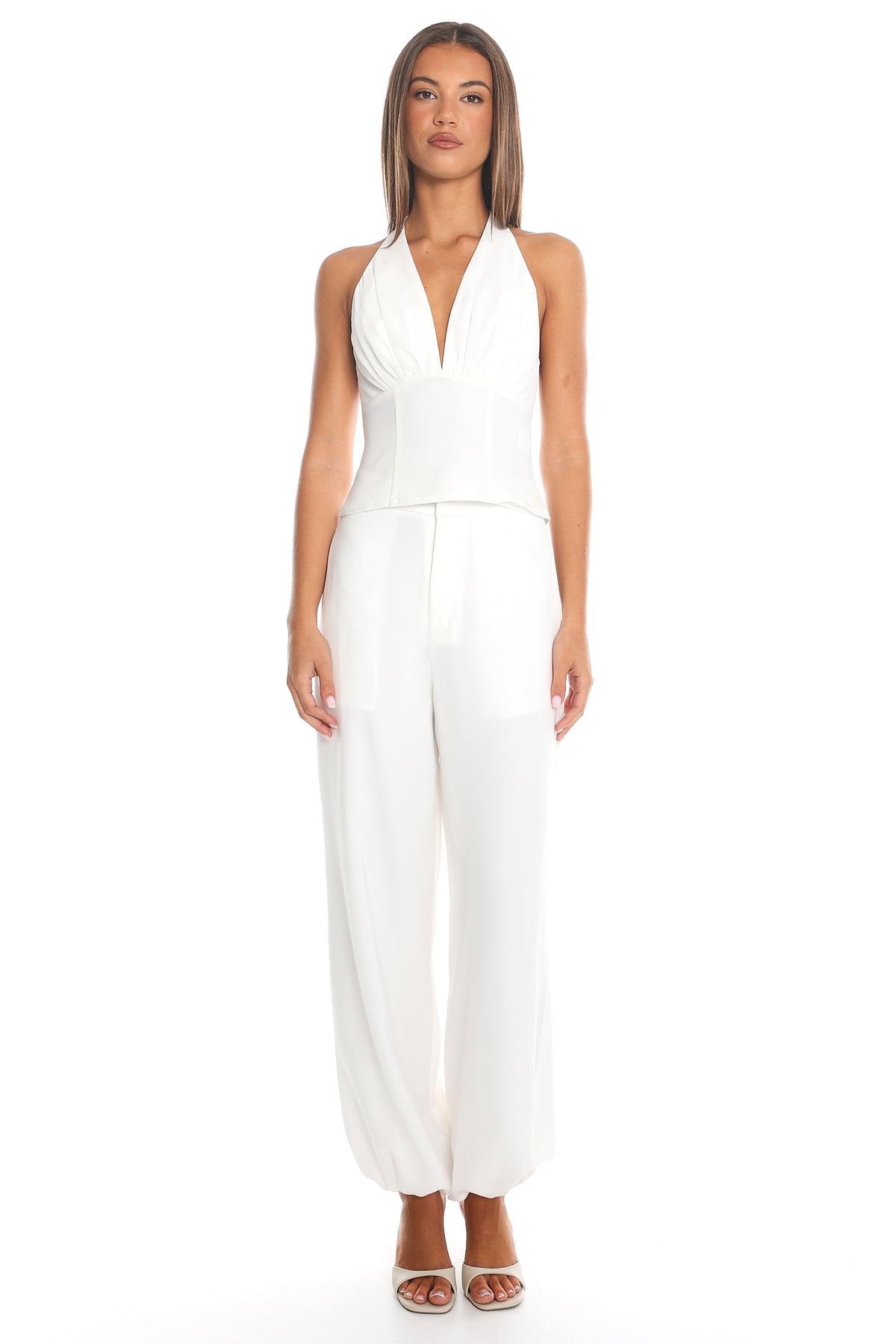 Kingston Plunge Halter Top White