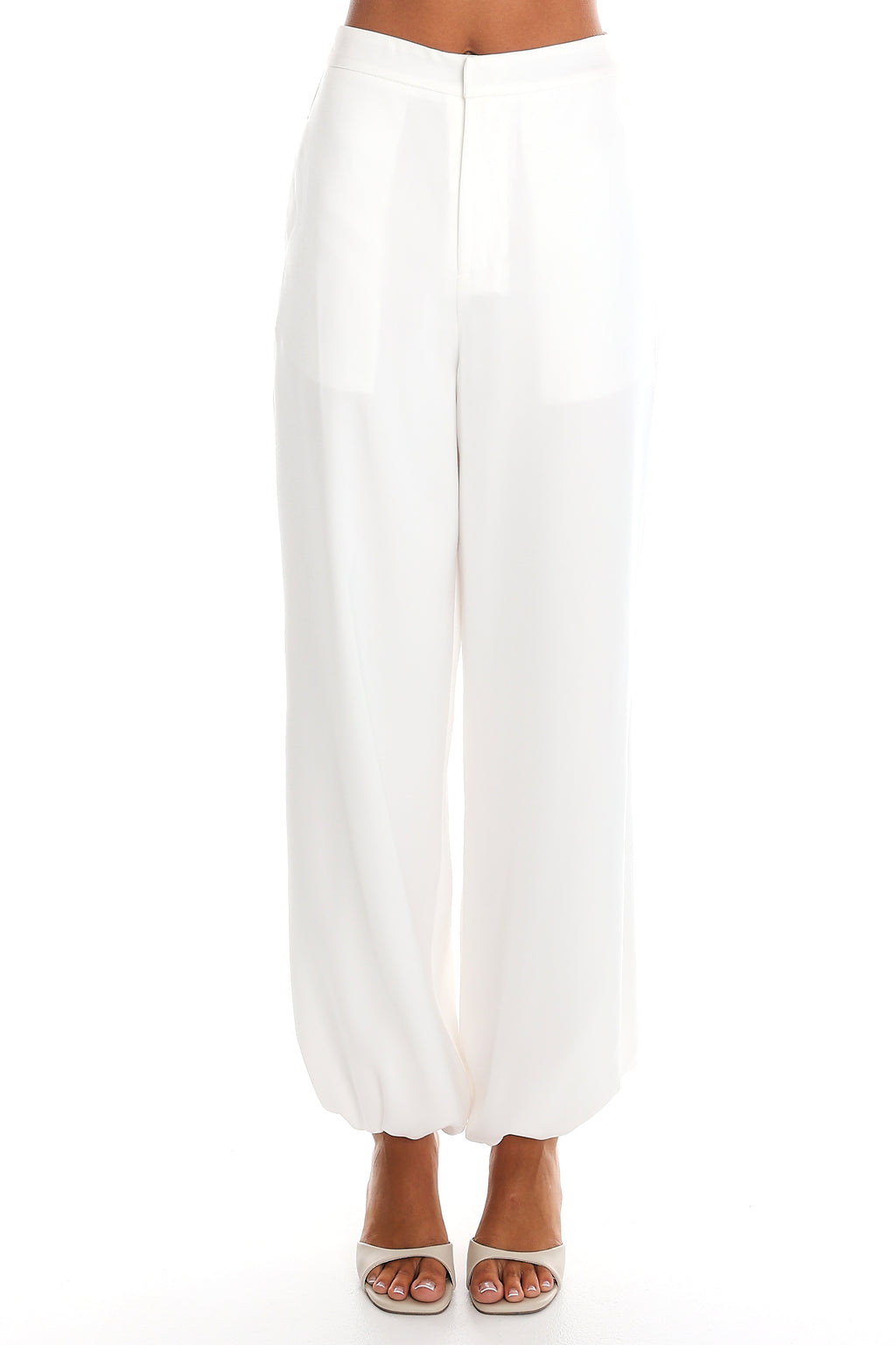 Come Undone Bubble Hem Trousers White