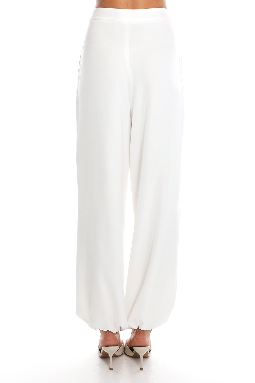 Come Undone Bubble Hem Trousers White