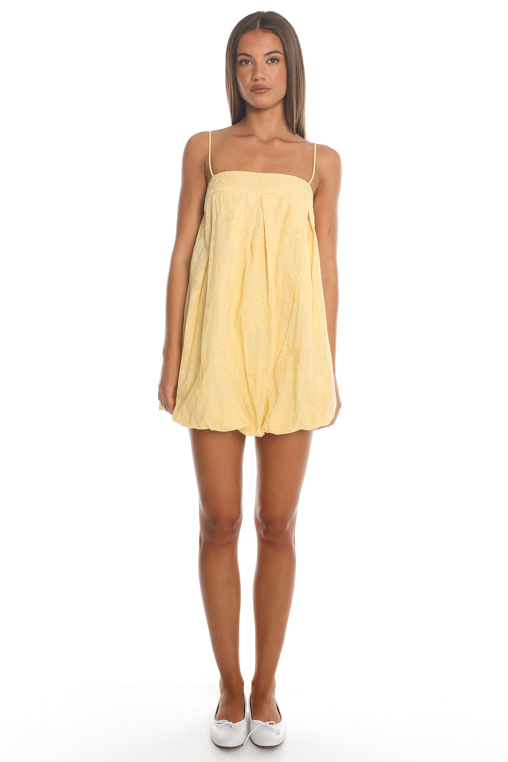 Jasminda Embroidered Mini Dress Yellow
