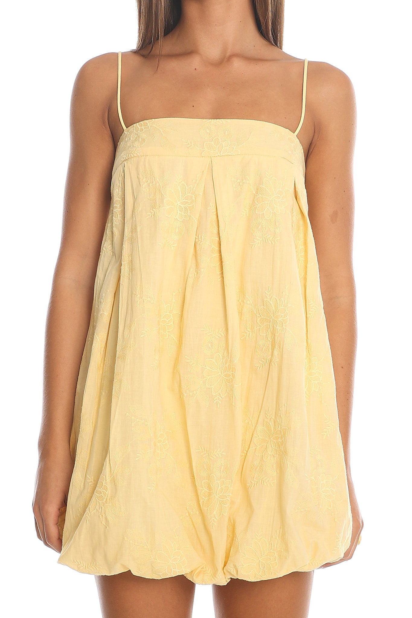 Jasminda Embroidered Mini Dress Yellow