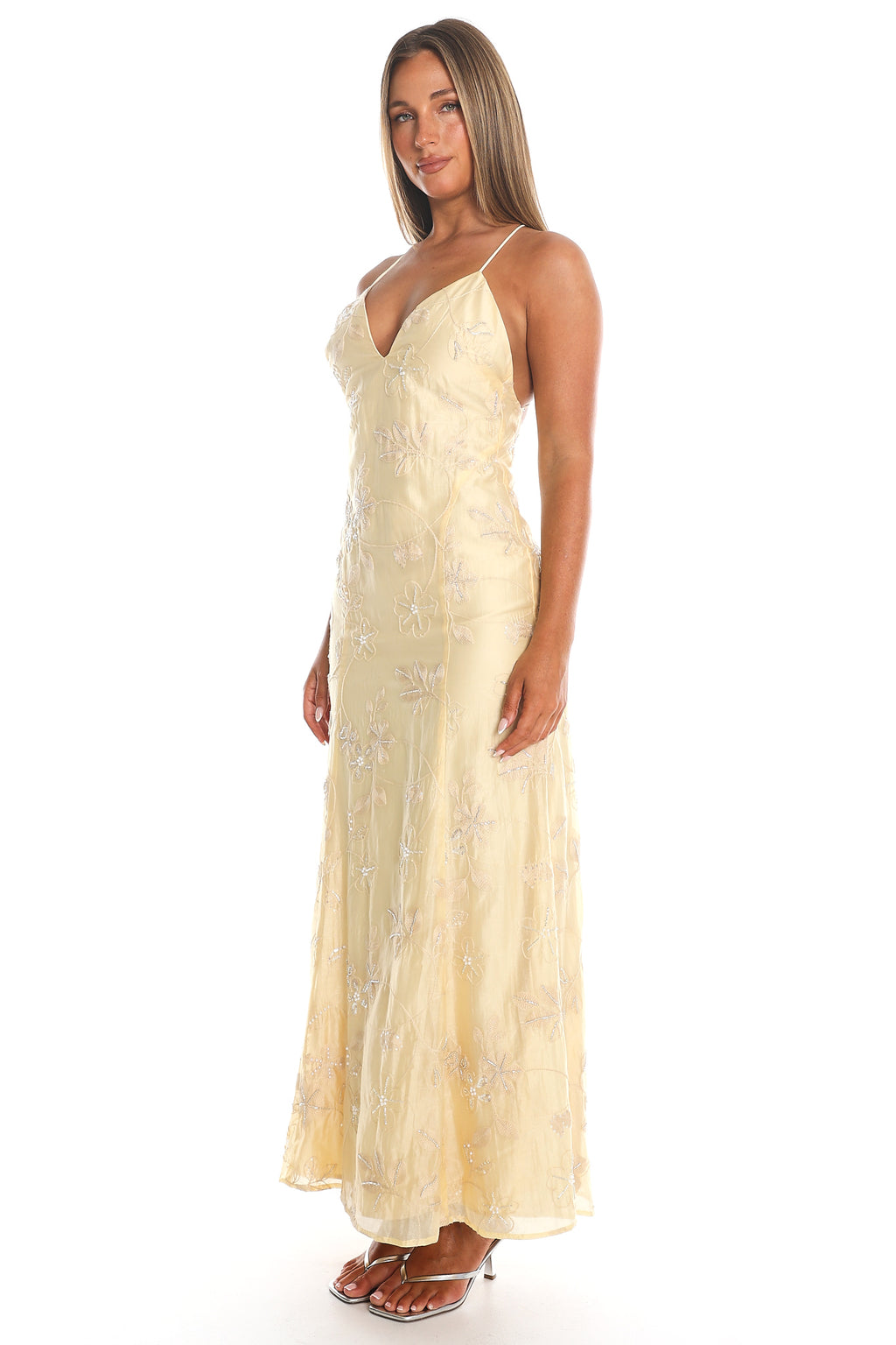 Libertine Beaded Maxi Dress Yellow by Selfie Leslie
