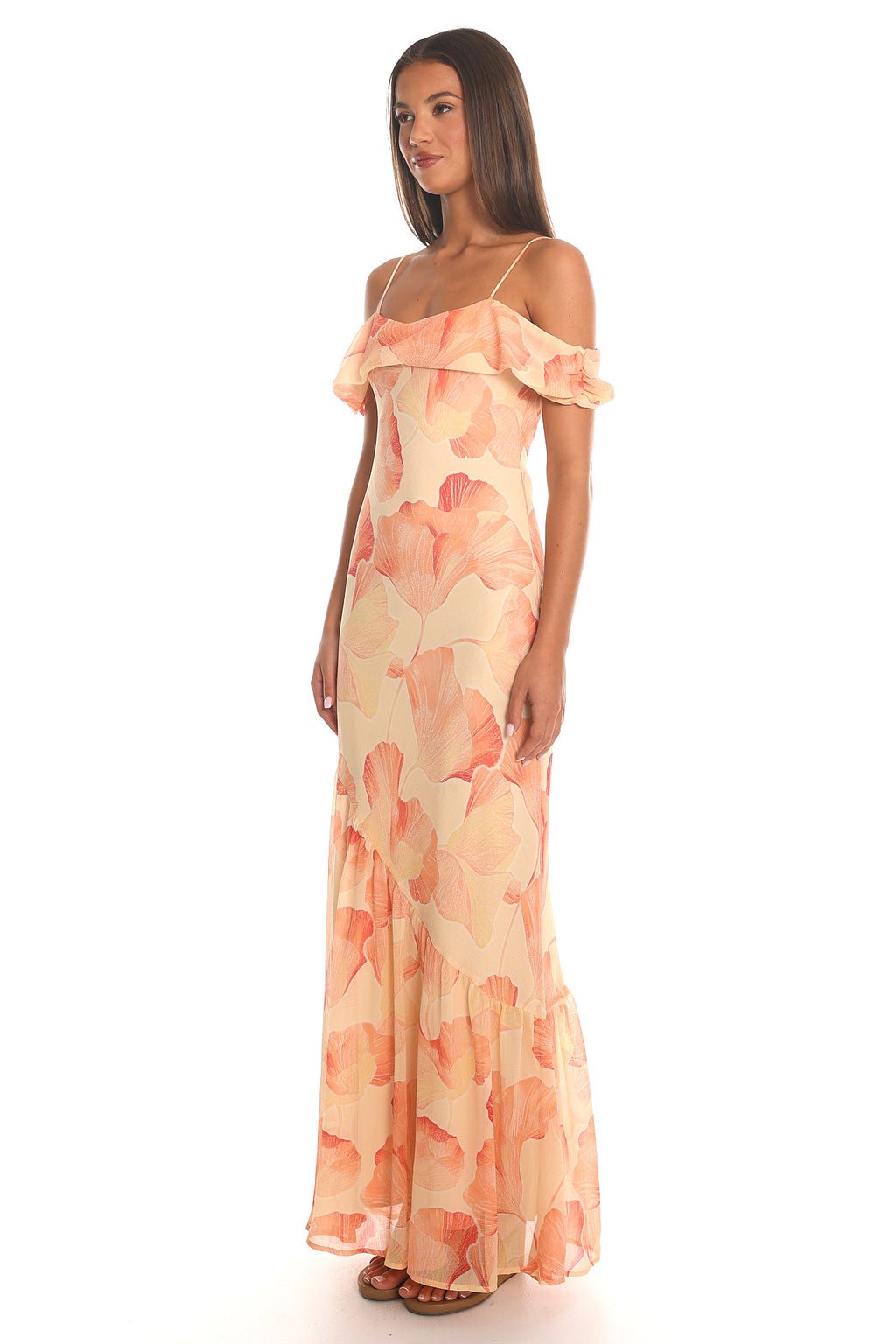 Costa Vera Off-Shoulder Maxi Dress Peach