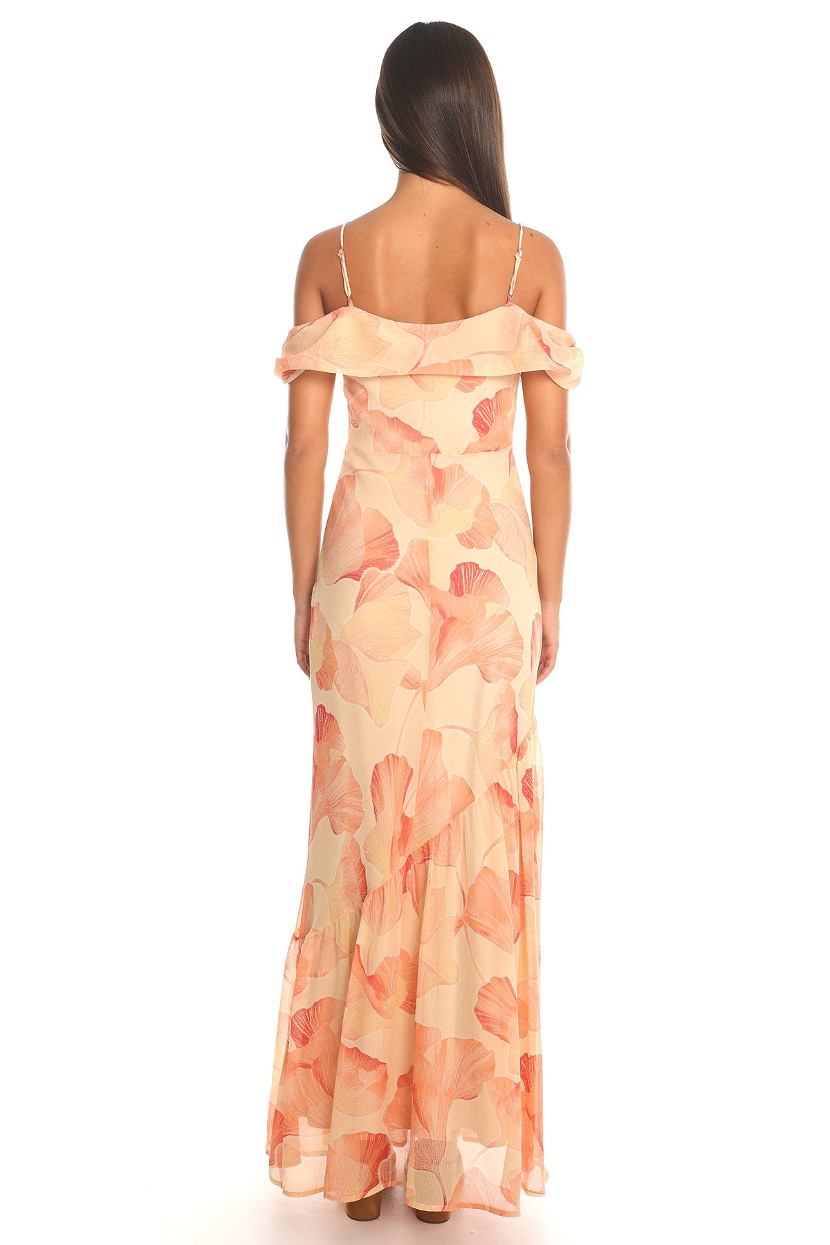 Costa Vera Off-Shoulder Maxi Dress Peach