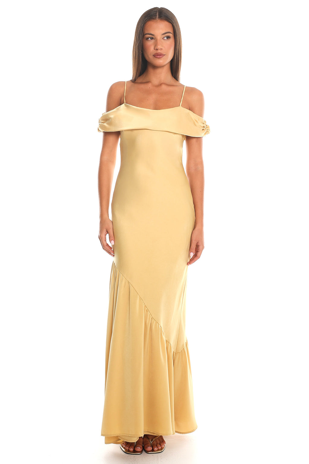 Gamble Off-Shoulder Maxi Dress Gold