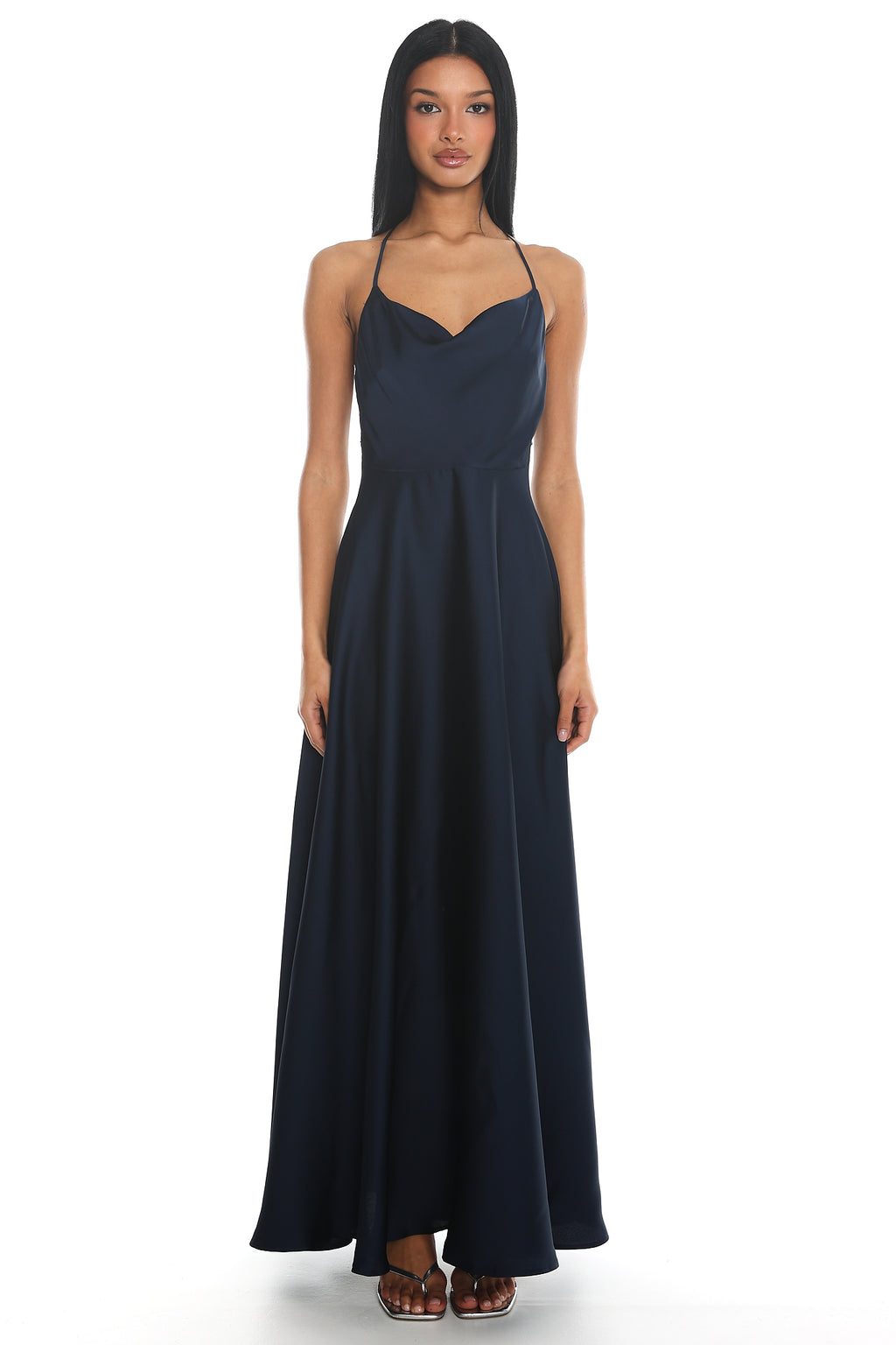 Andreis Cowl Neck Maxi Dress Navy by Selfie Leslie