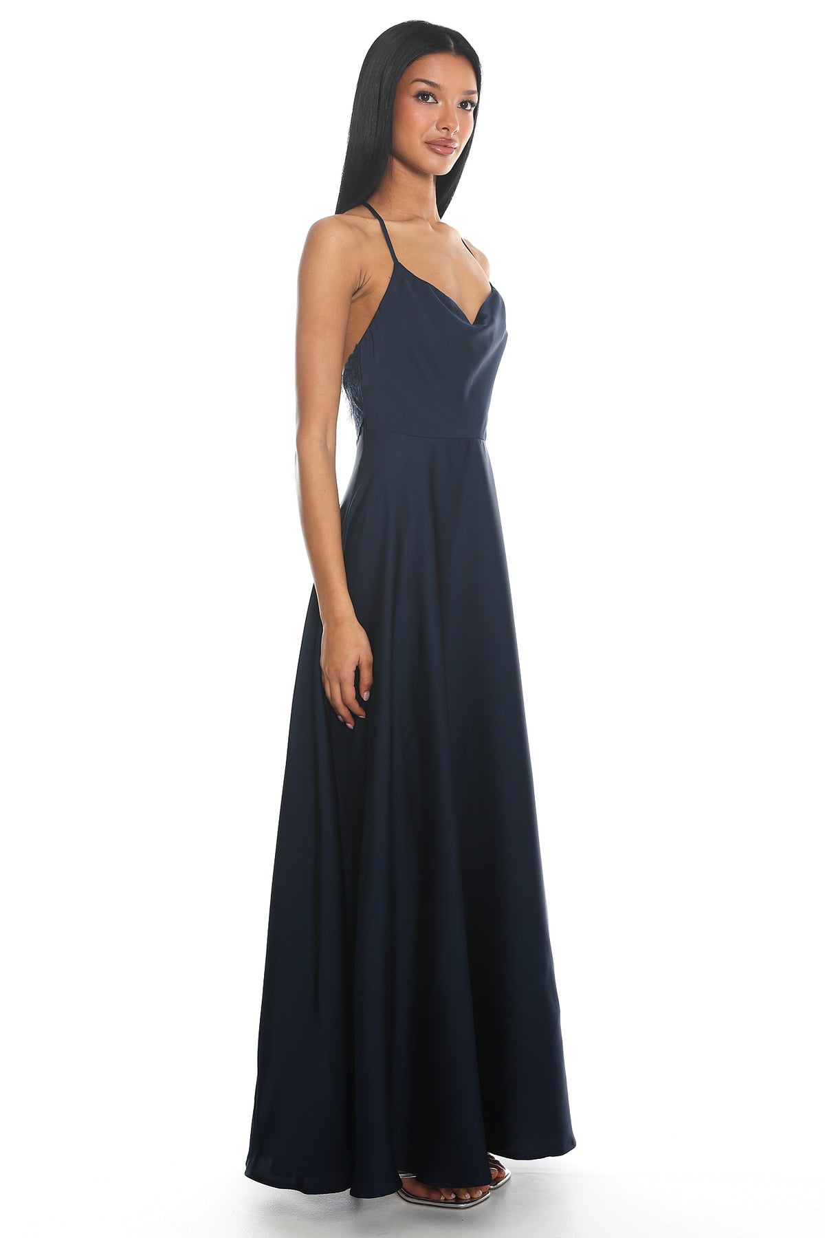 Andreis Cowl Neck Maxi Dress Navy by Selfie Leslie