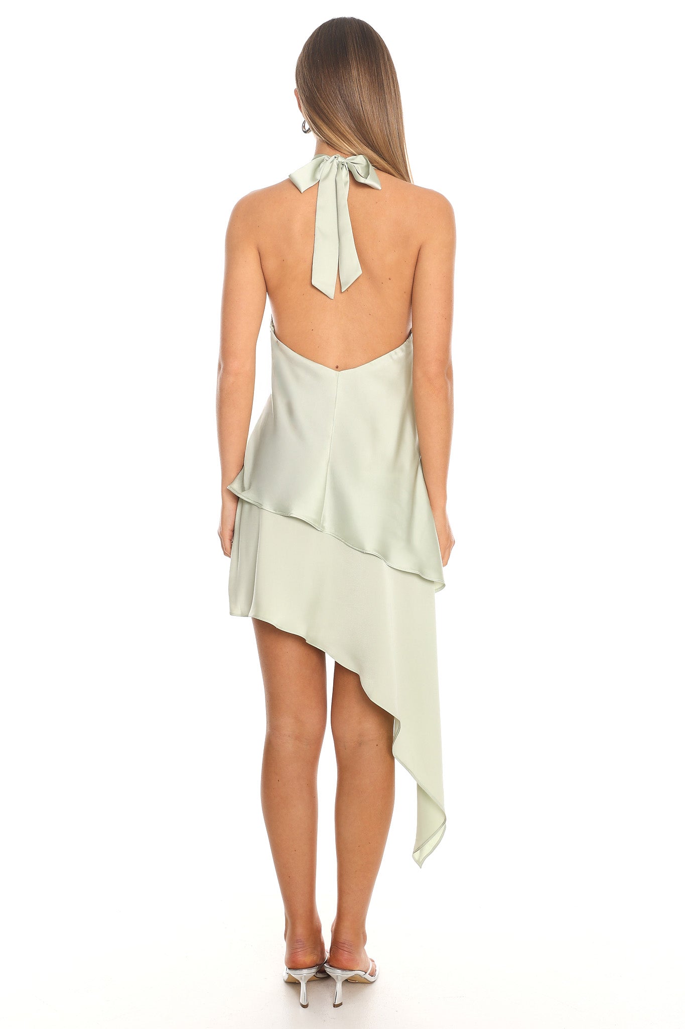 Quartz Cowl Halter Mini Dress Sage