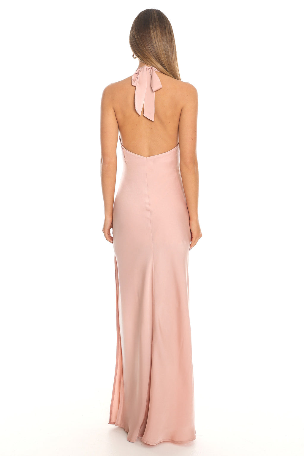 Opallite Silk Cowl Halter Maxi Dress Blush Pink