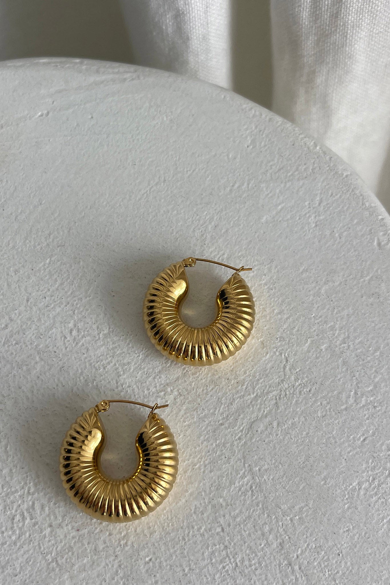 Tammi Chunky Ribbed Hoop Earrings Gold by Selfie Leslie