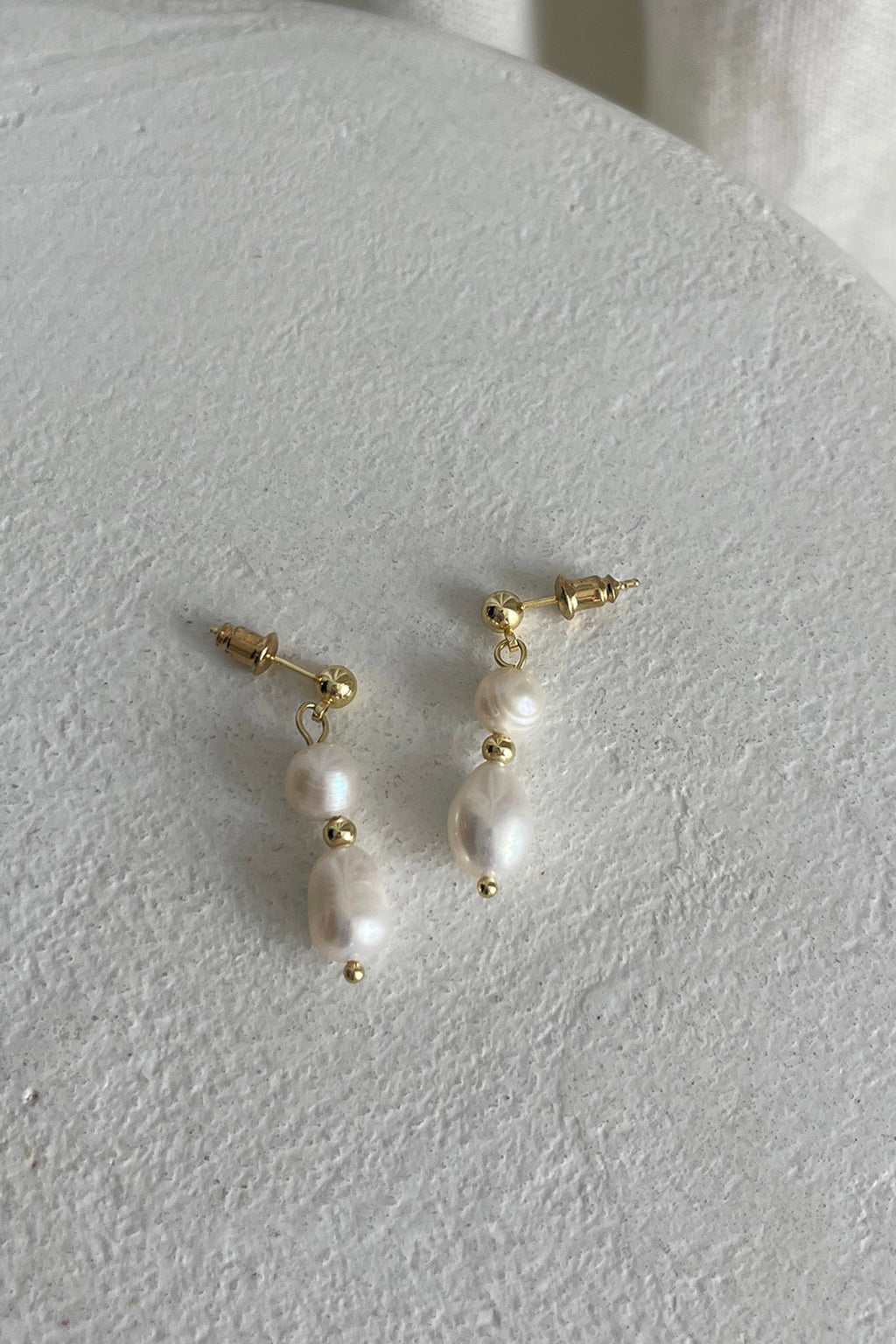 Minka Double Pearl Drop Earrings Gold by Selfie Leslie
