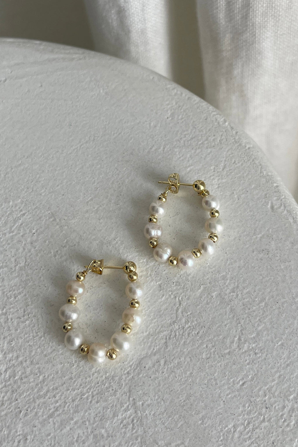 Dream Time Pearl Hoop Earrings Gold by Selfie Leslie