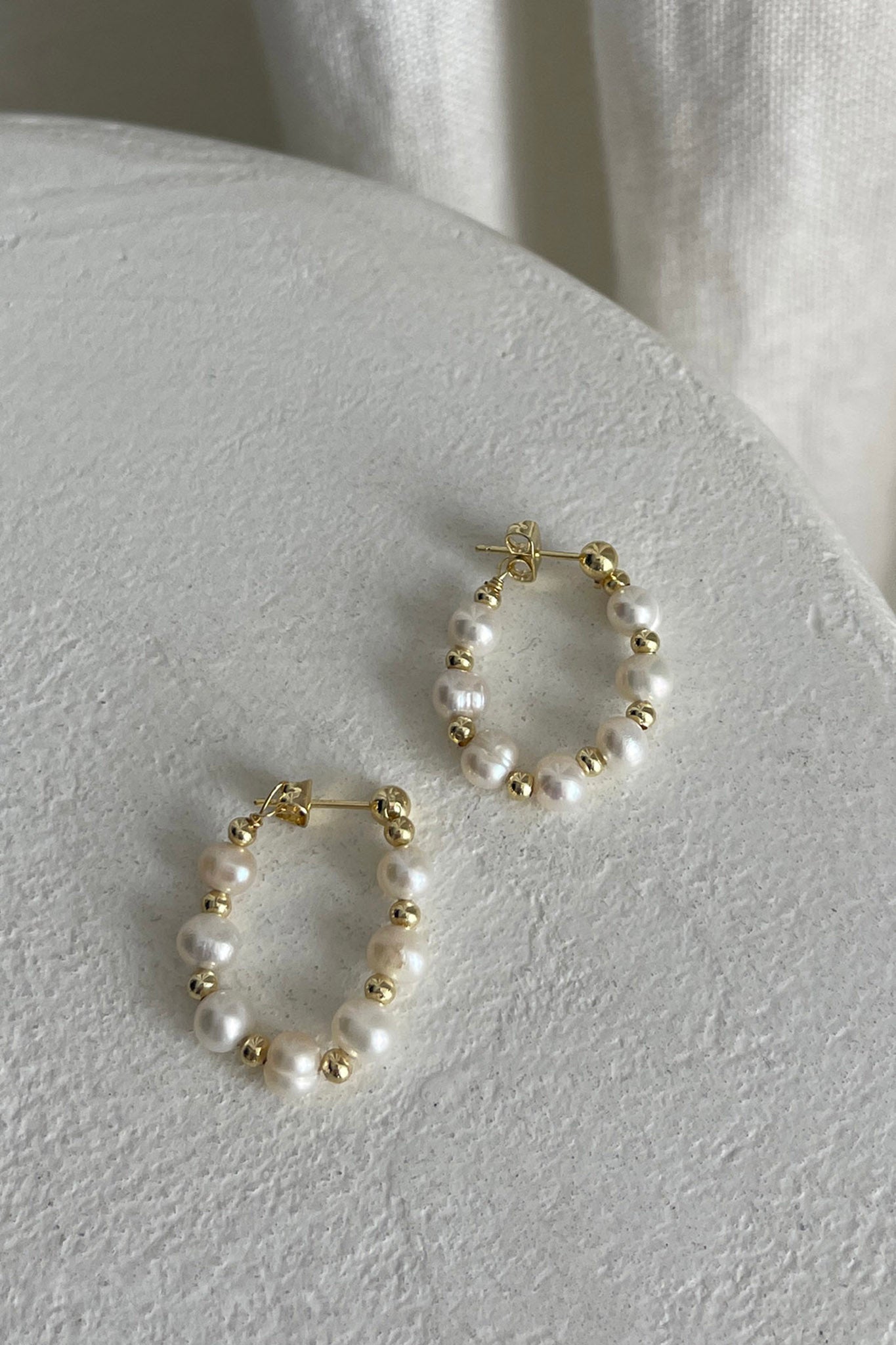 Dream Time Pearl Hoop Earrings Gold by Selfie Leslie