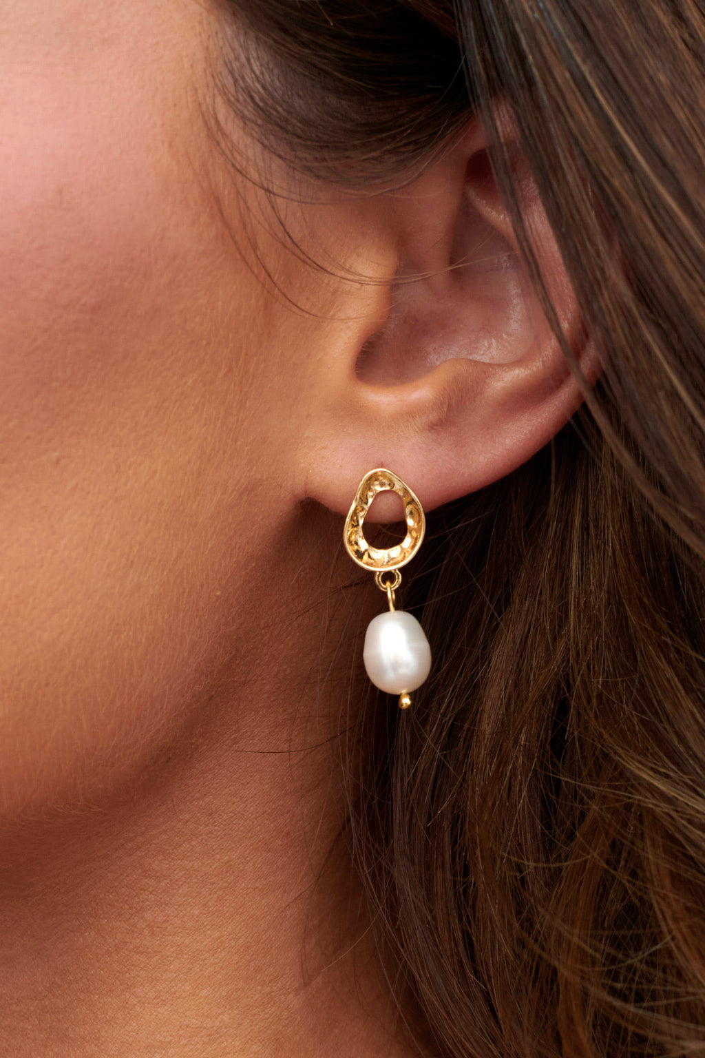 First Love Pearl Drop Earrings Gold by Selfie Leslie
