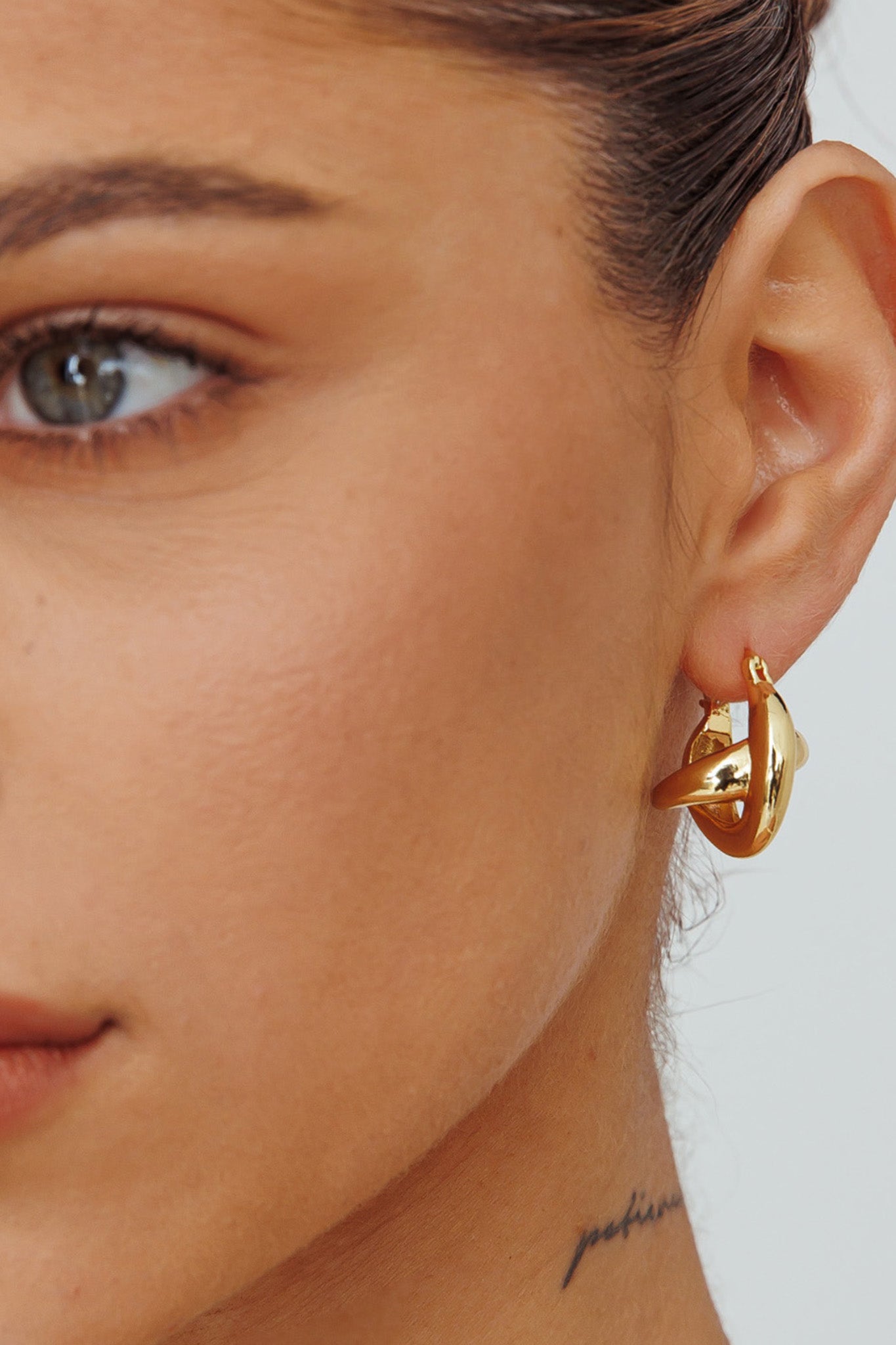 Jetset Cross Hoop Earrings Gold by Selfie Leslie