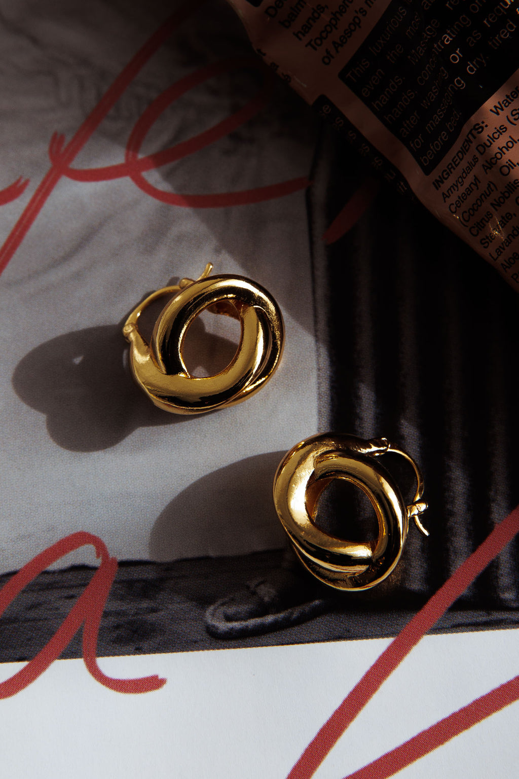 Jetset Cross Hoop Earrings Gold by Selfie Leslie