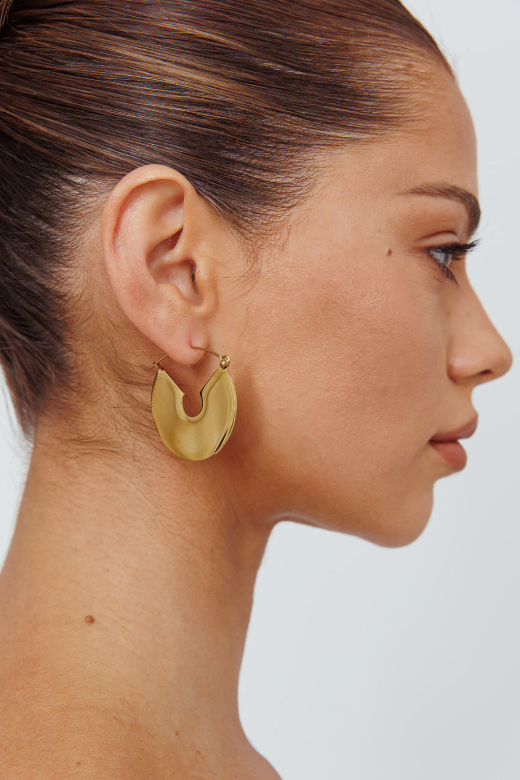 Faith Flat Circle Earrings Gold by Selfie Leslie