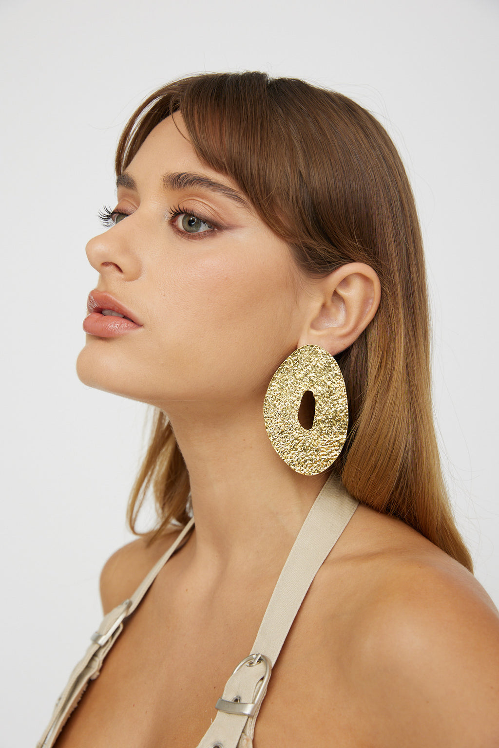 Eldorado Textured Disc Earrings Gold by Selfie Leslie