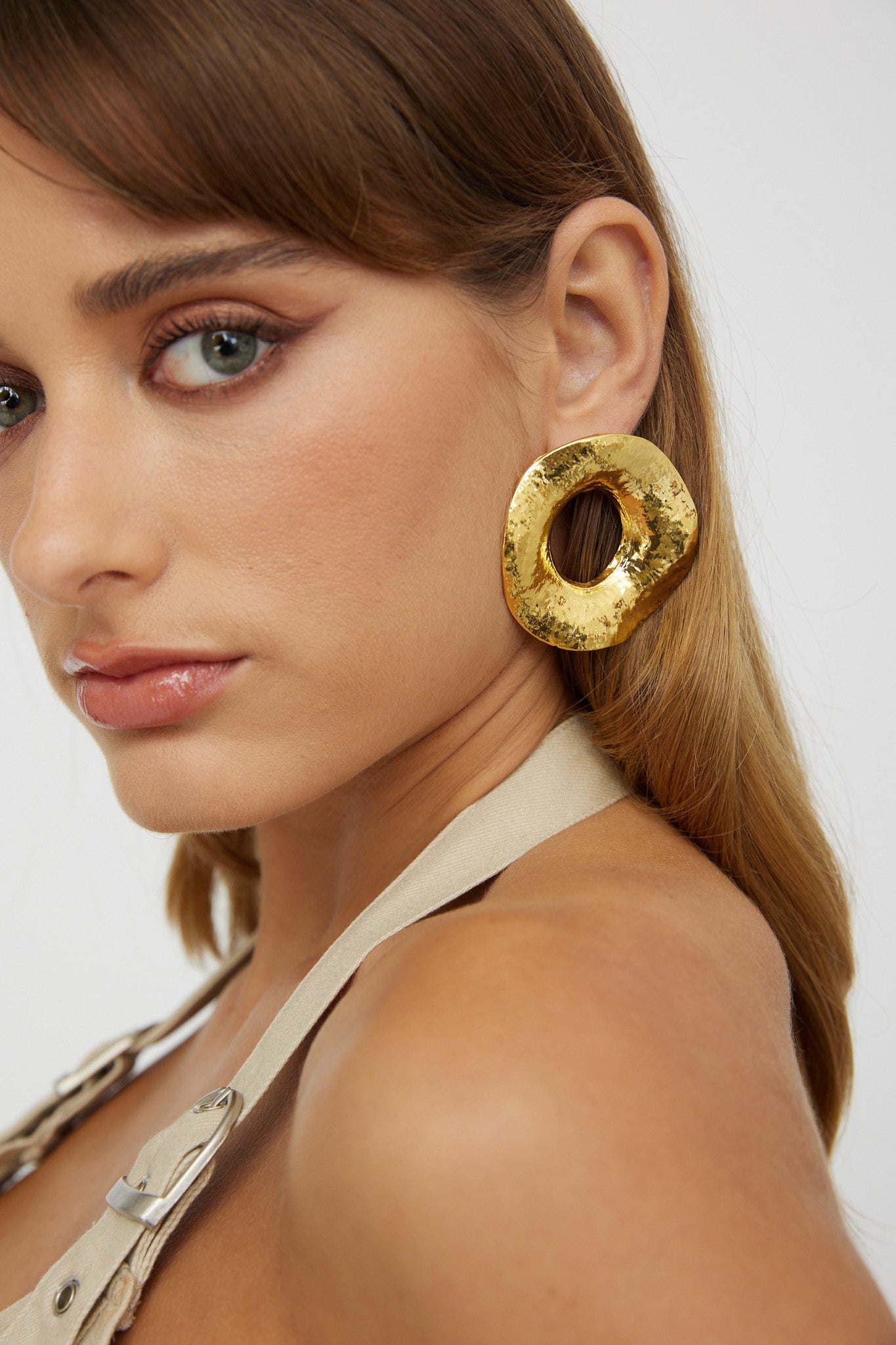 Dahlia Large Round Earrings Gold by Selfie Leslie
