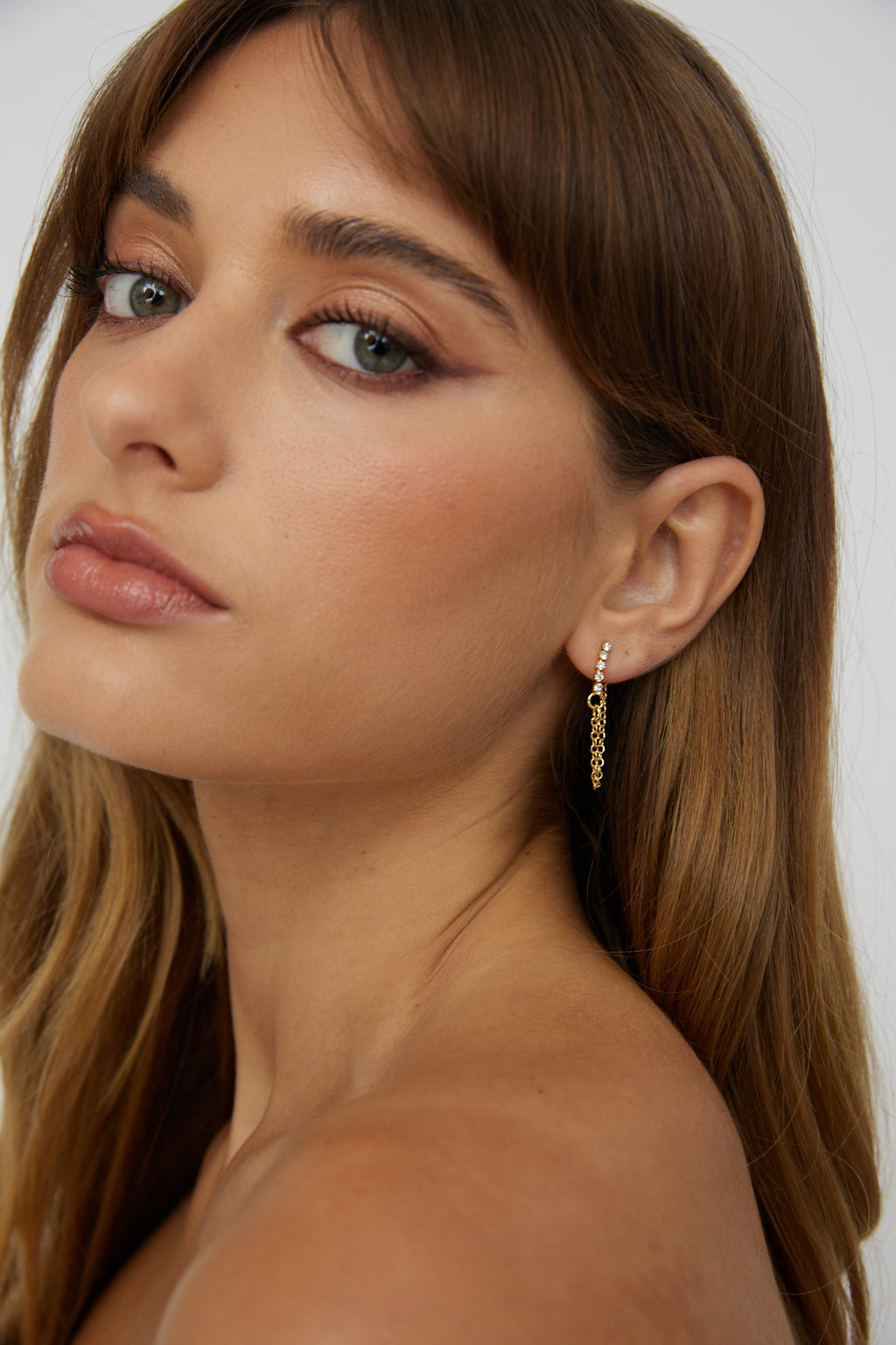 Audrina Chain Dangle Stud Earrings Gold by Selfie Leslie