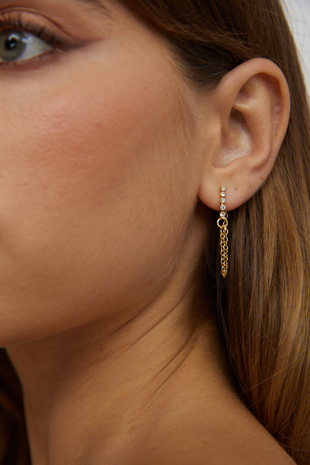 Audrina Chain Dangle Stud Earrings Gold by Selfie Leslie