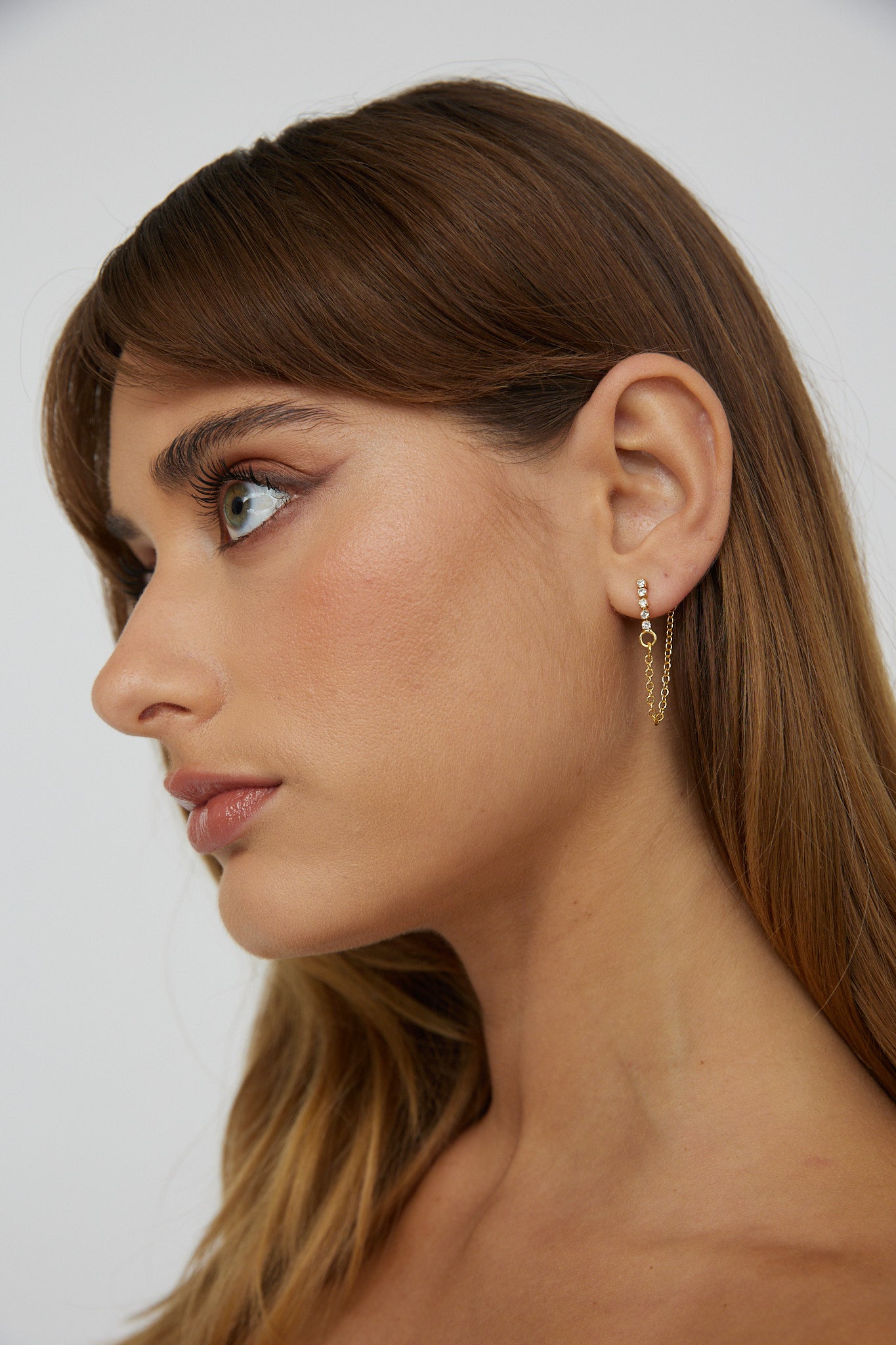 Audrina Chain Dangle Stud Earrings Gold by Selfie Leslie