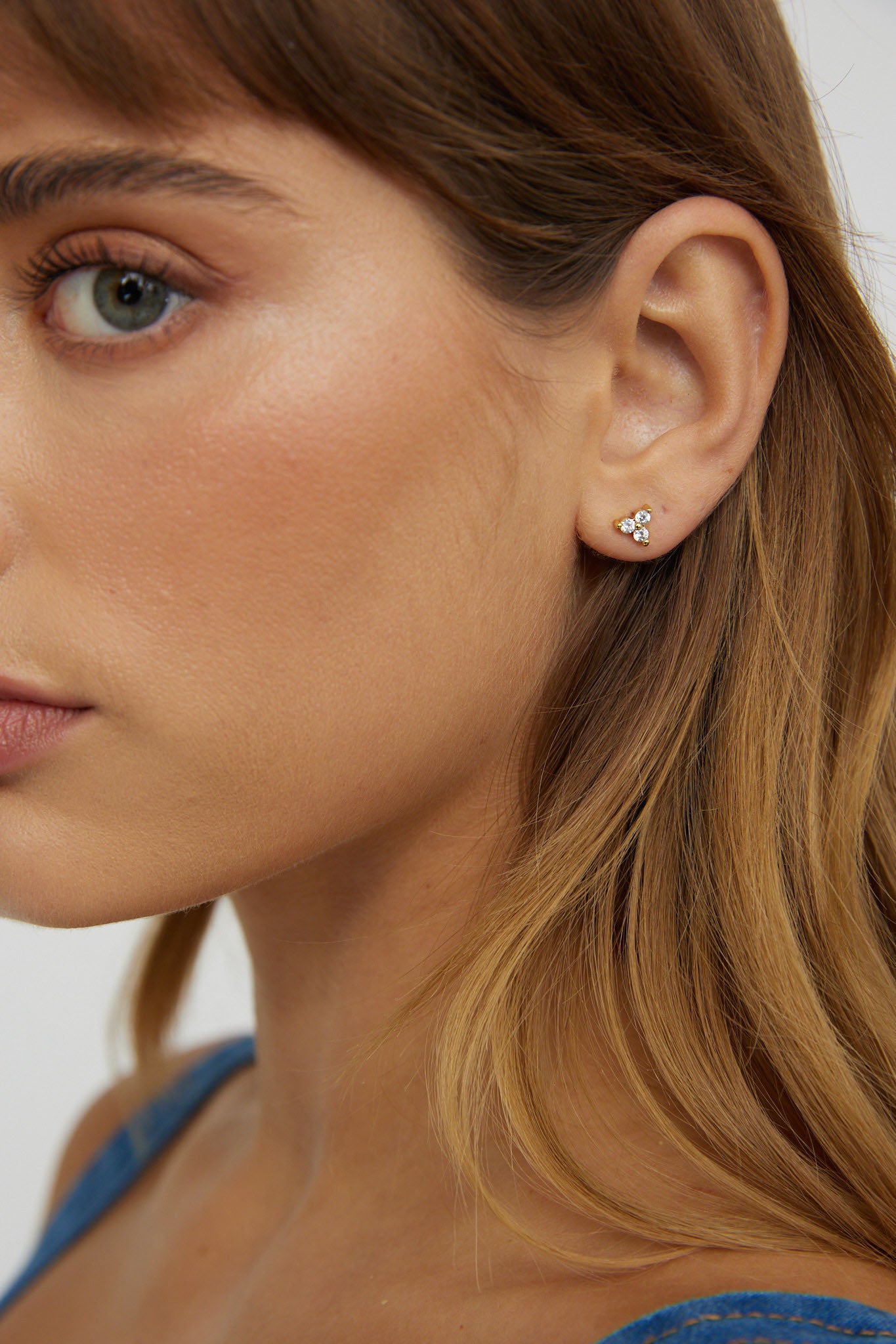 Trinity Zircon Stud Earrings Gold by Selfie Leslie