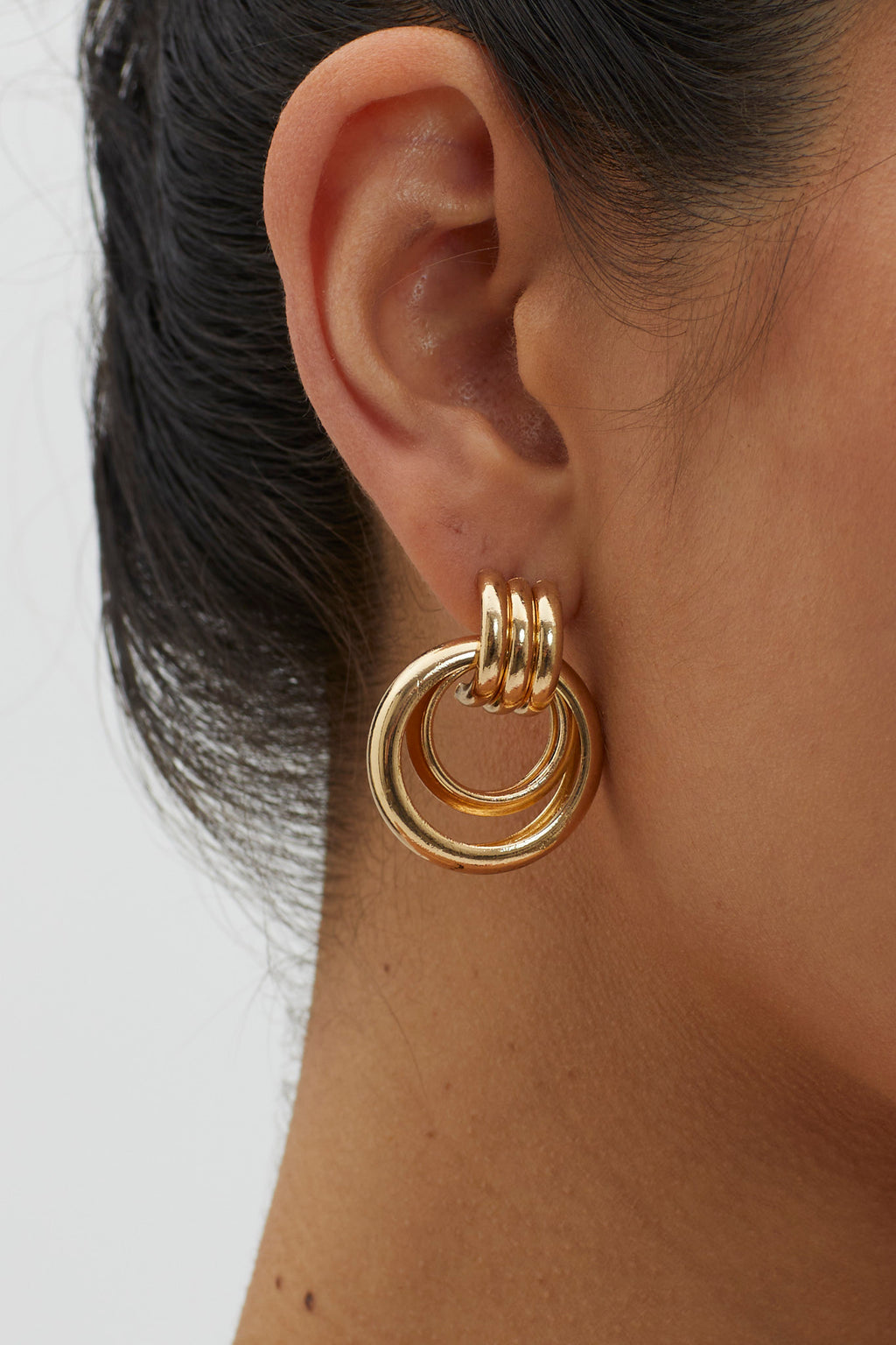 City Light Round Stud Earrings Gold by Selfie Leslie