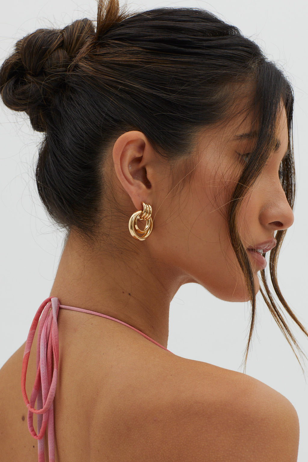 City Light Round Stud Earrings Gold by Selfie Leslie