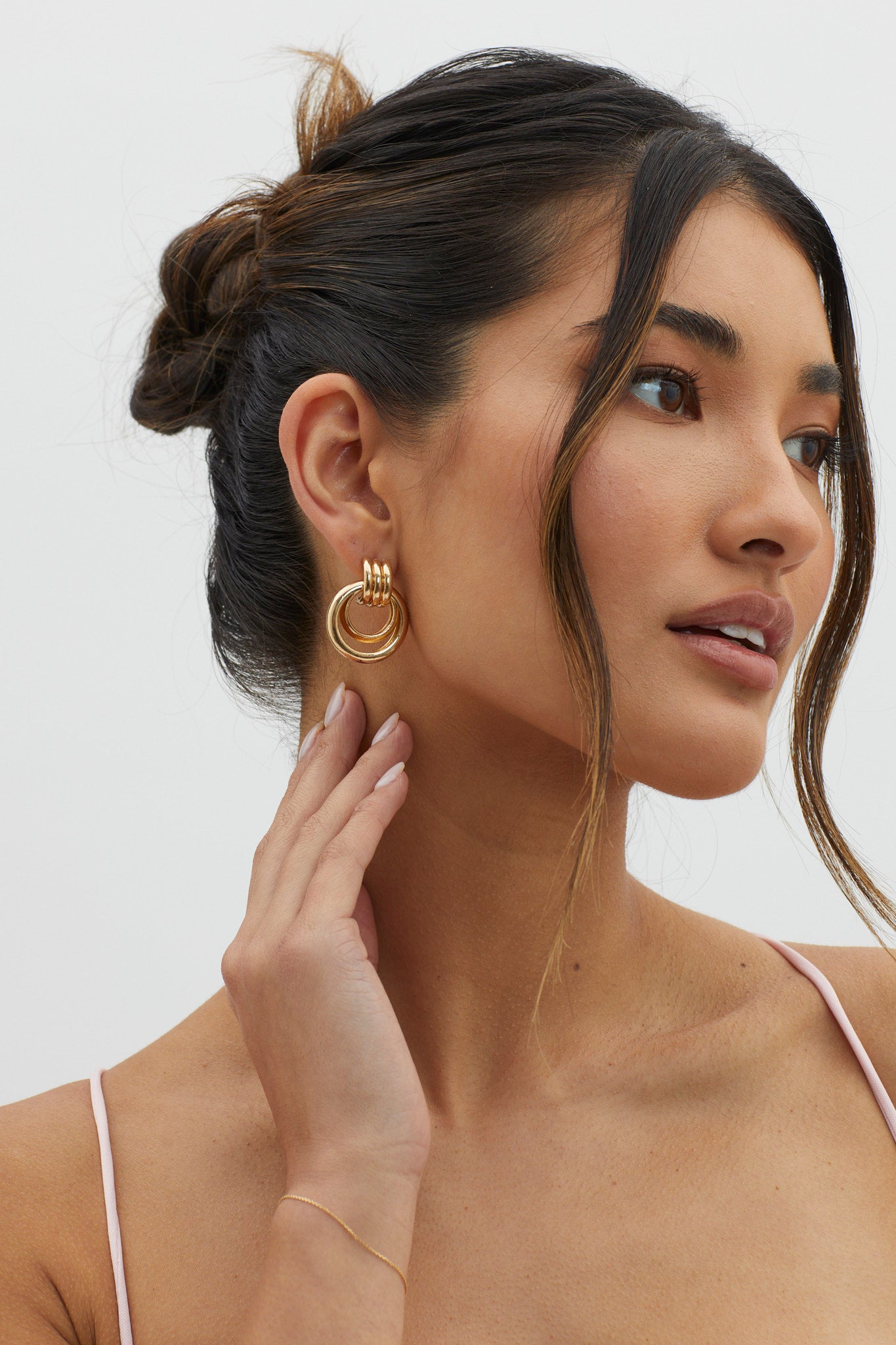 City Light Round Stud Earrings Gold by Selfie Leslie