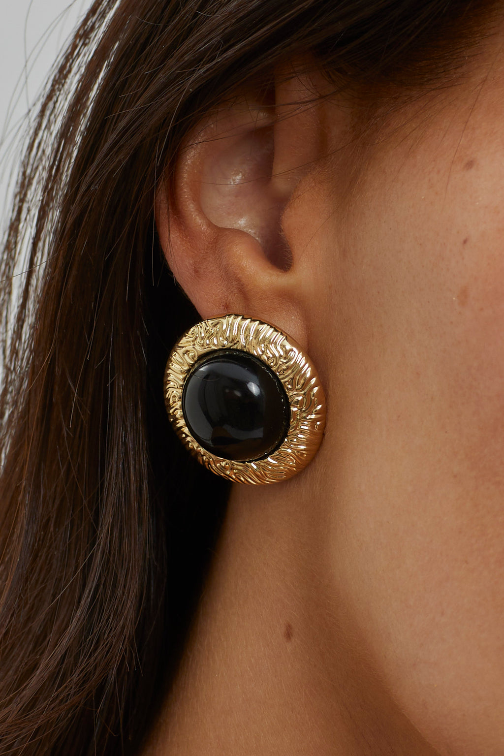 Misty Gold Dome Earrings Black by Selfie Leslie