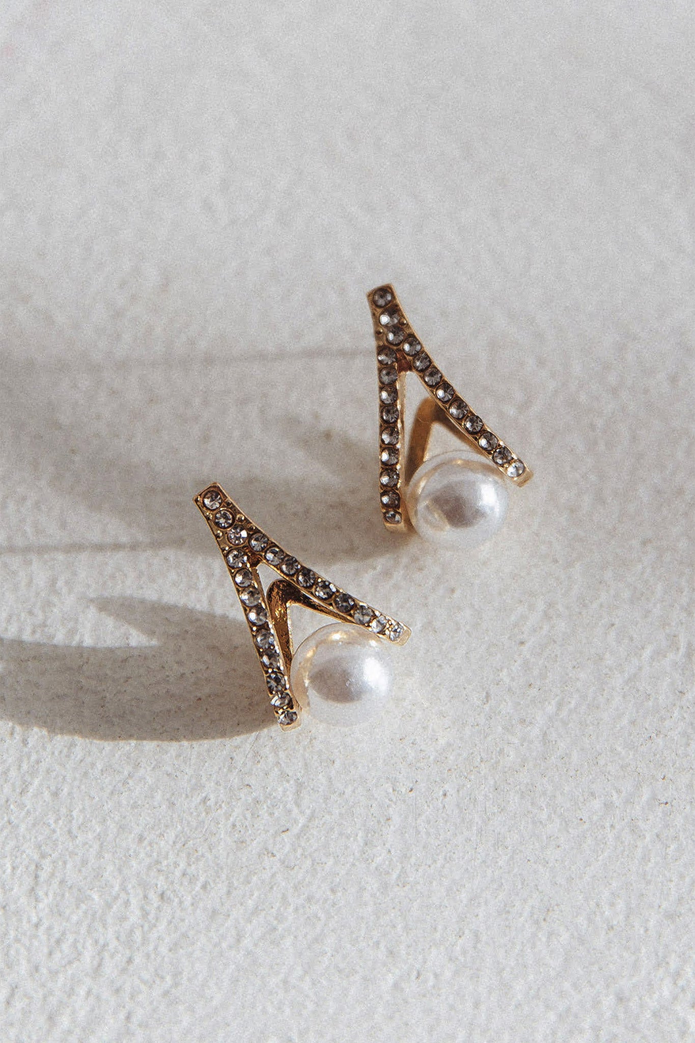 Smile Bright Pearl Zircon Stud Earrings Gold by Selfie Leslie
