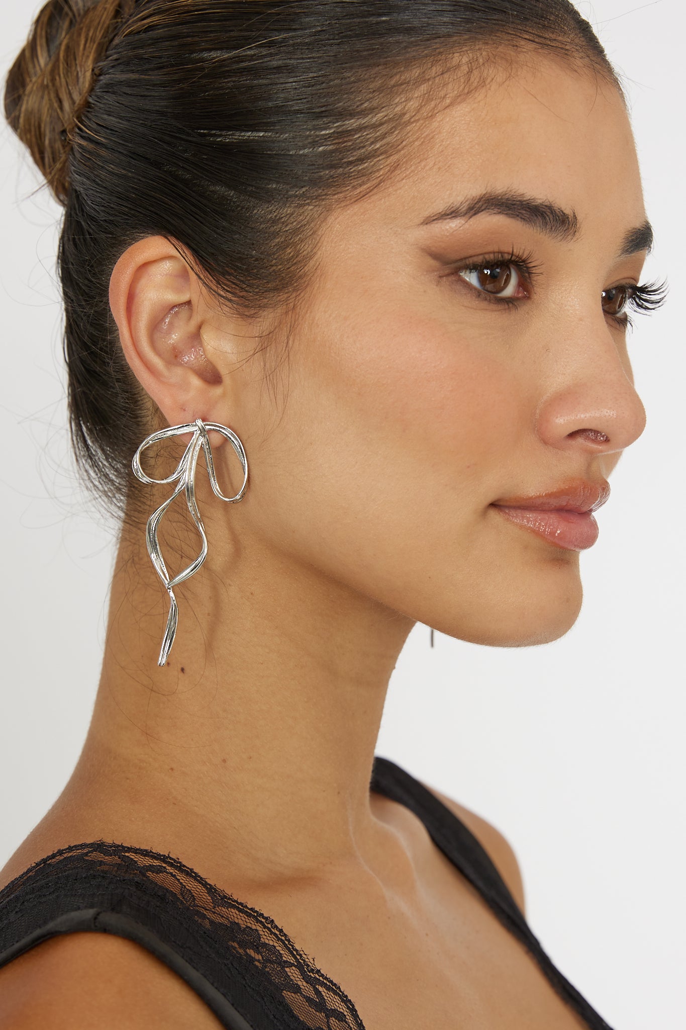 Salut Bow Earrings Silver by Selfie Leslie