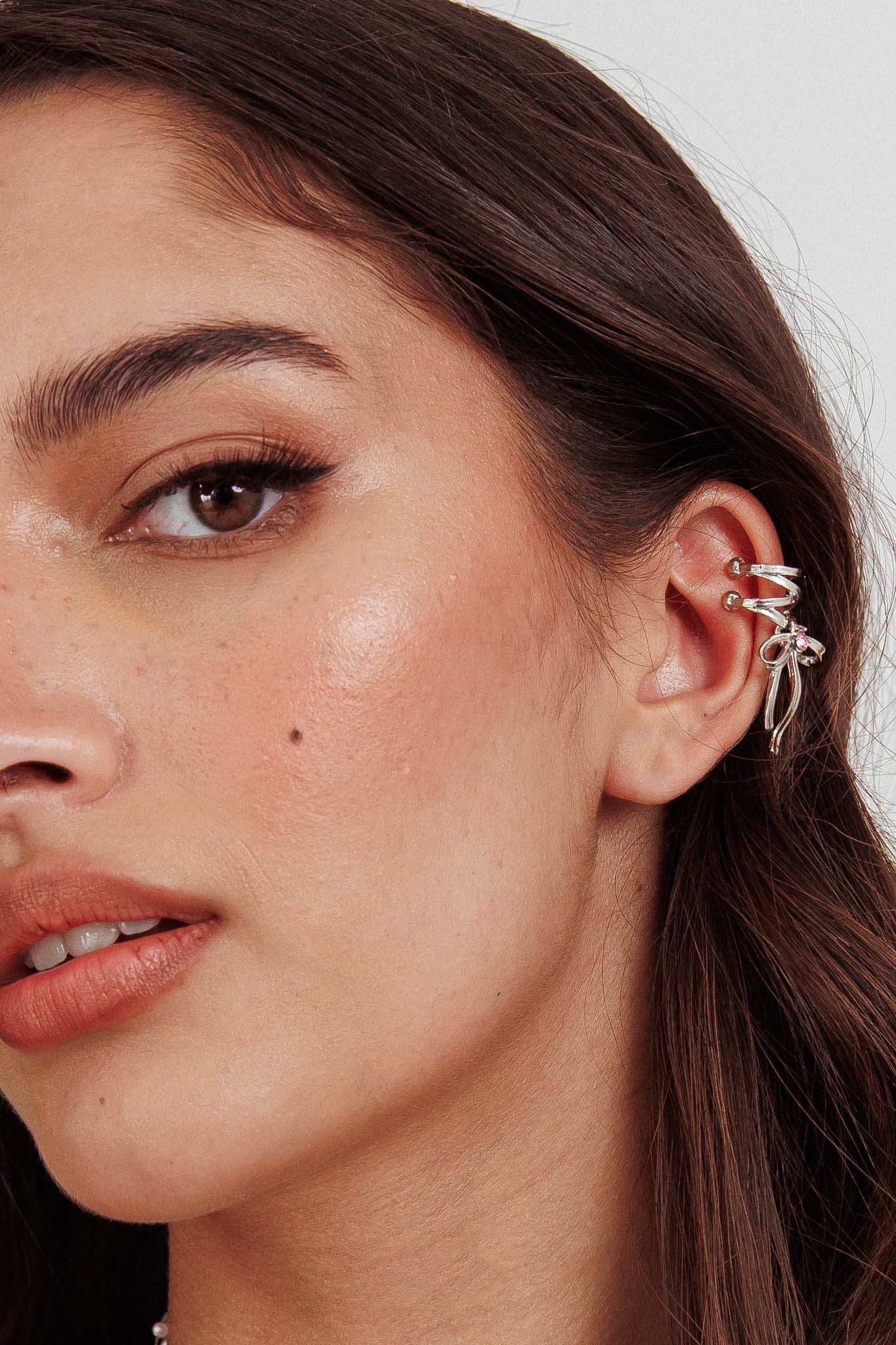 Soiree Rhinestone Bow Ear Cuff Silver by Selfie Leslie