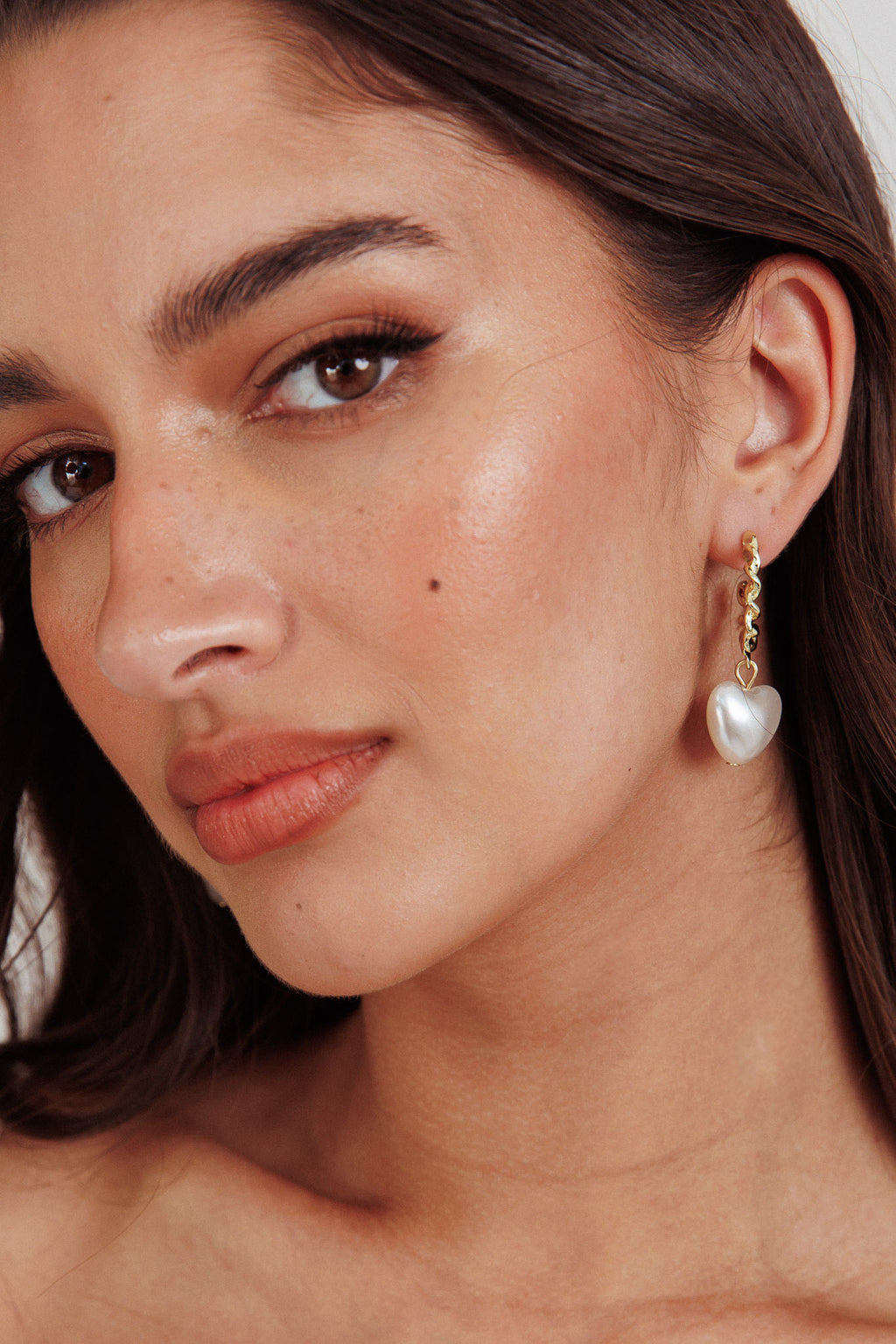 Paris Puffed Pearl Hoop Earrings Gold by Selfie Leslie