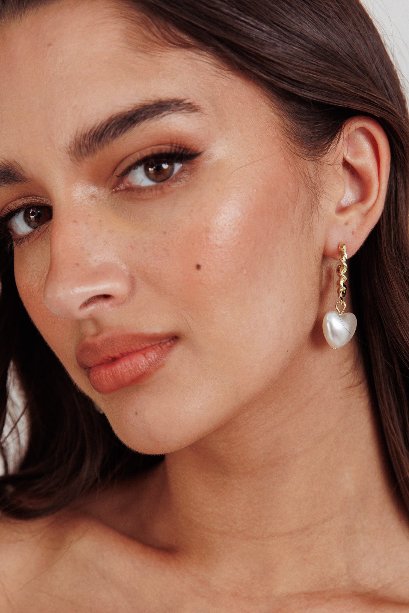 Paris Puffed Pearl Hoop Earrings Gold by Selfie Leslie