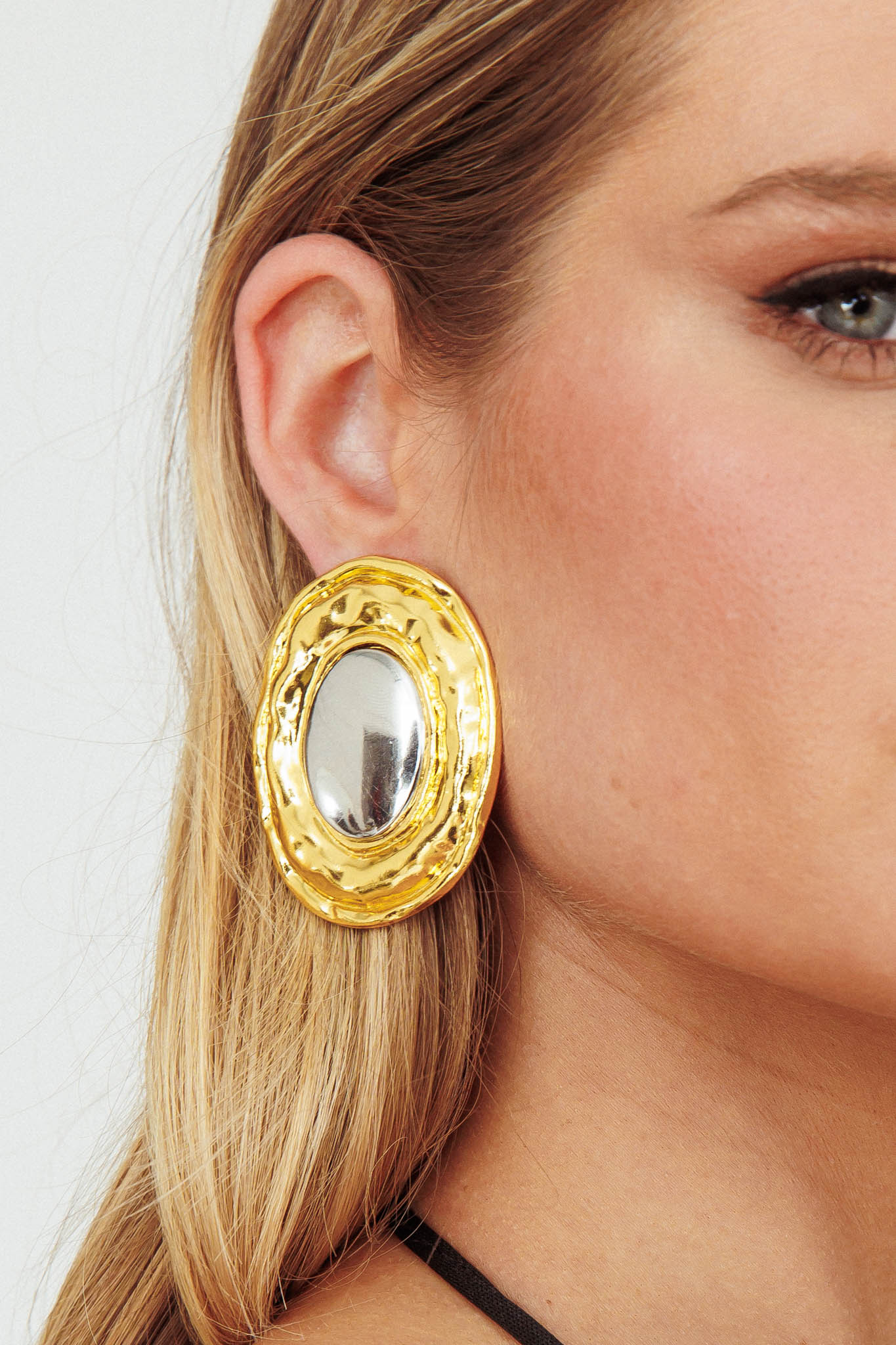 Achilles Two Toned Round Earrings Gold by Selfie Leslie