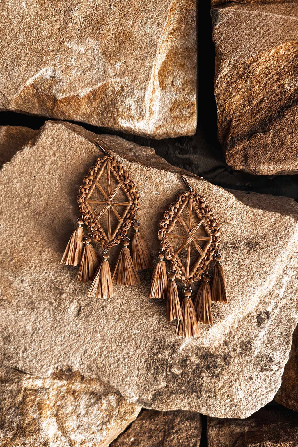 Immense Drop Woven Tassle Earrings Brown by Selfie Leslie