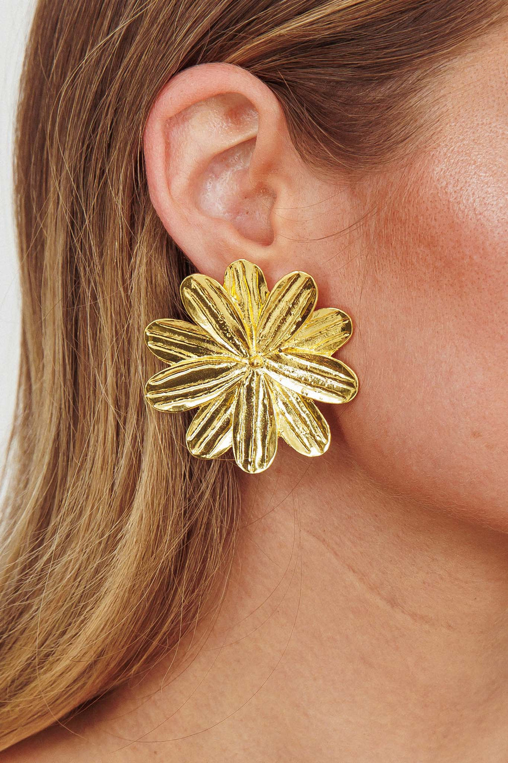 Lucid Drop Flower Earrings Gold by Selfie Leslie