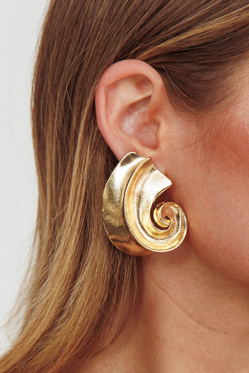 Calypso Spiral Shell Earrings Gold by Selfie Leslie