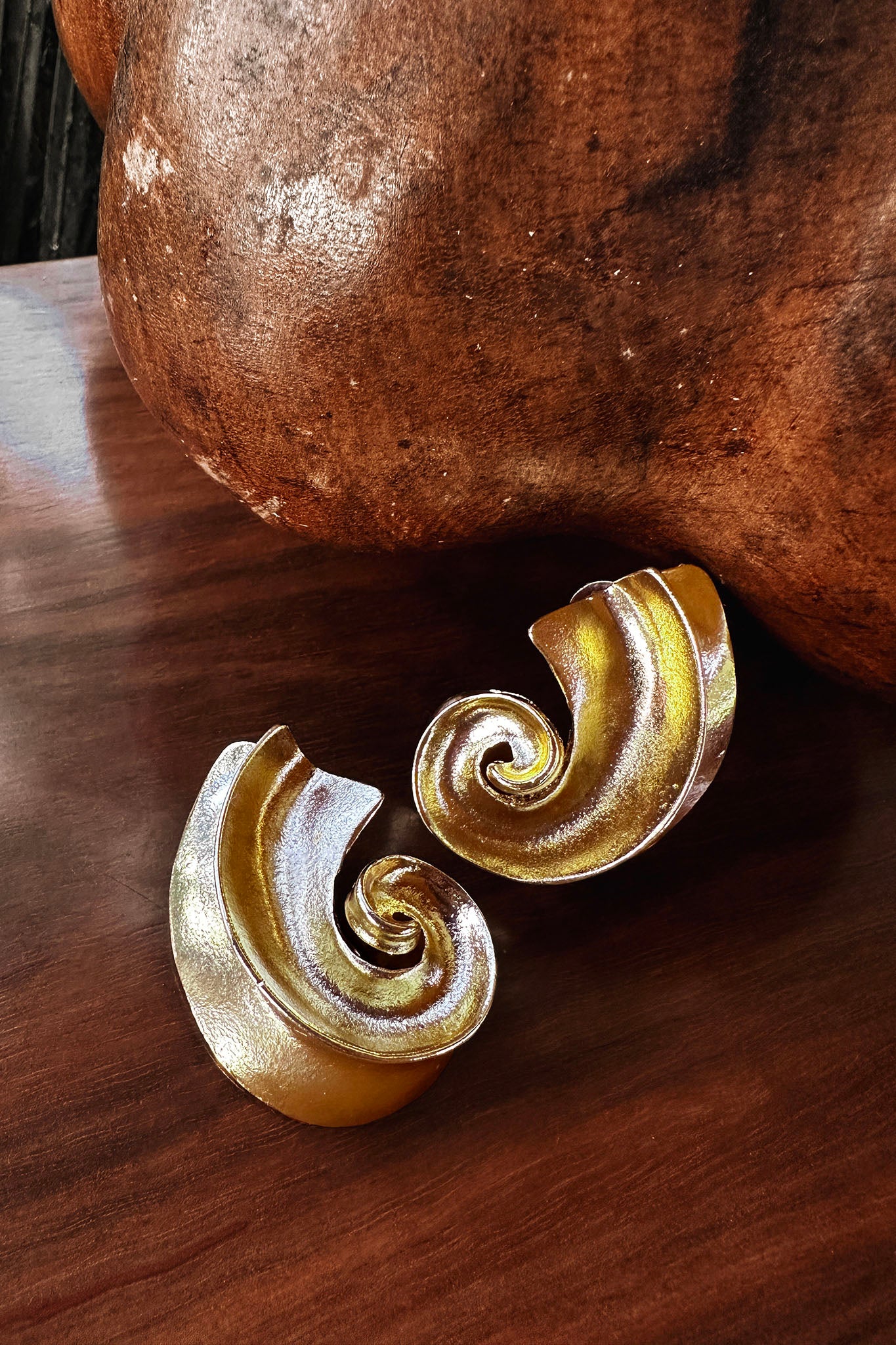 Calypso Spiral Shell Earrings Gold by Selfie Leslie
